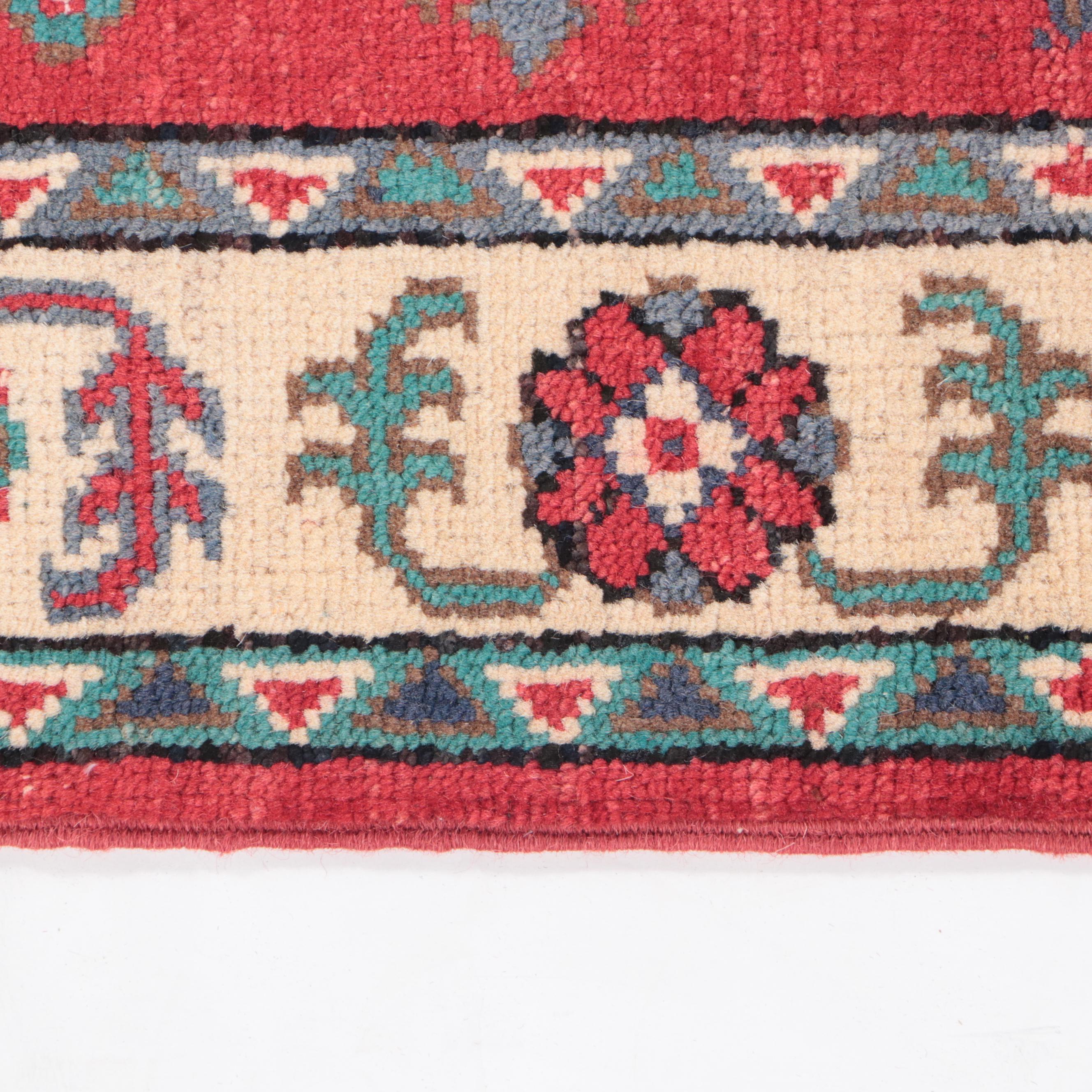 2'9 x 4'3 Hand-Knotted Afghan Kazak-Style Accent Rug
