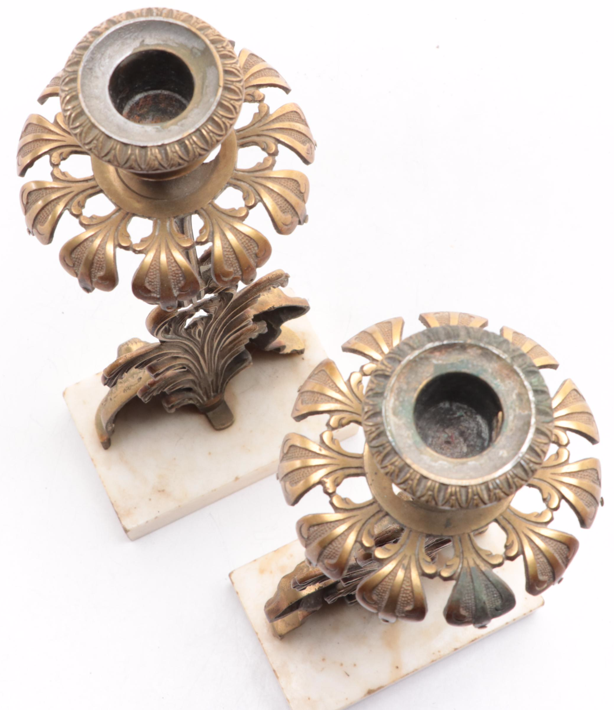 Victorian Gilt Cast Metal Ewe and Lamb Girandoles, Mid to Late 19th Century