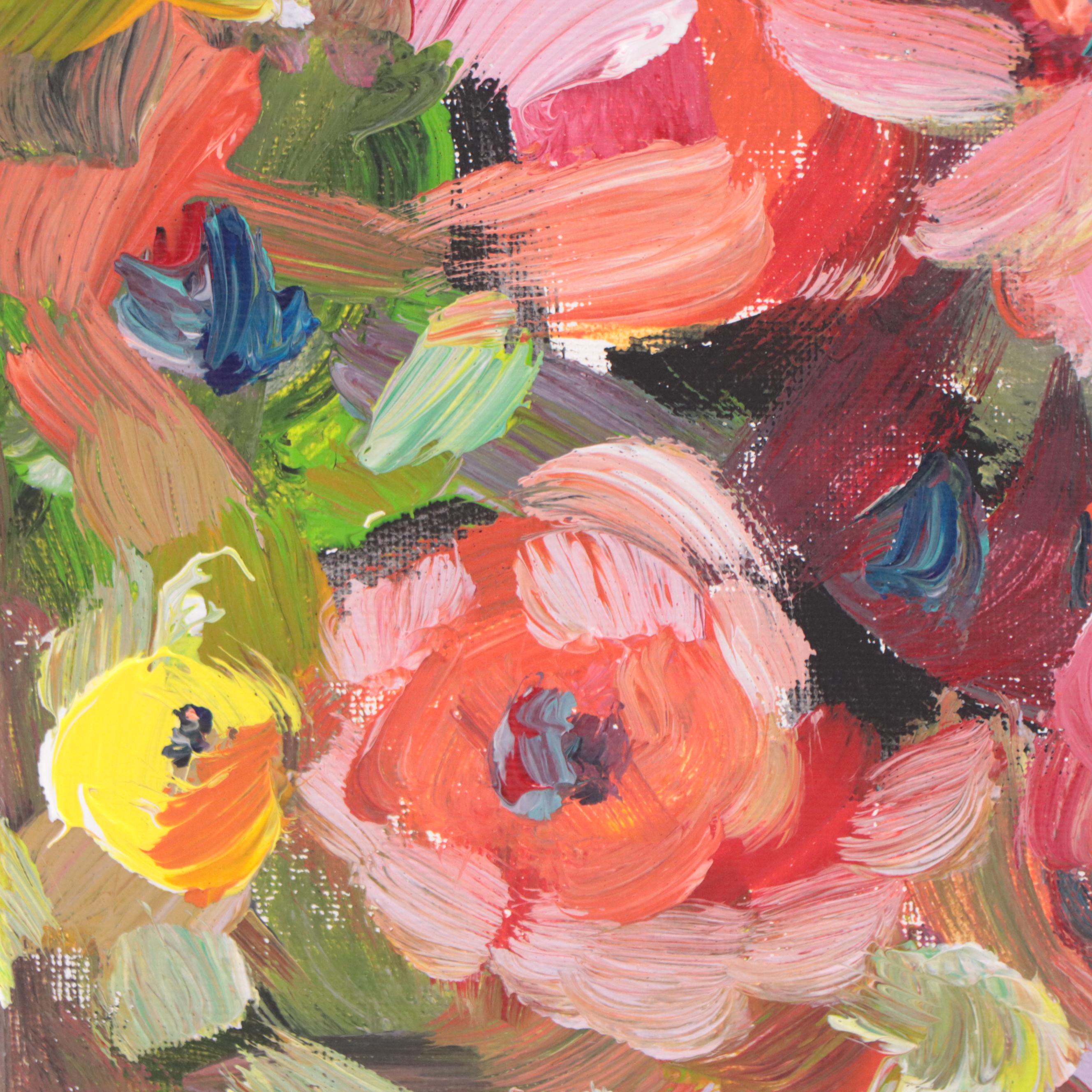 Leif Janek Floral Acrylic Painting, 21st Century