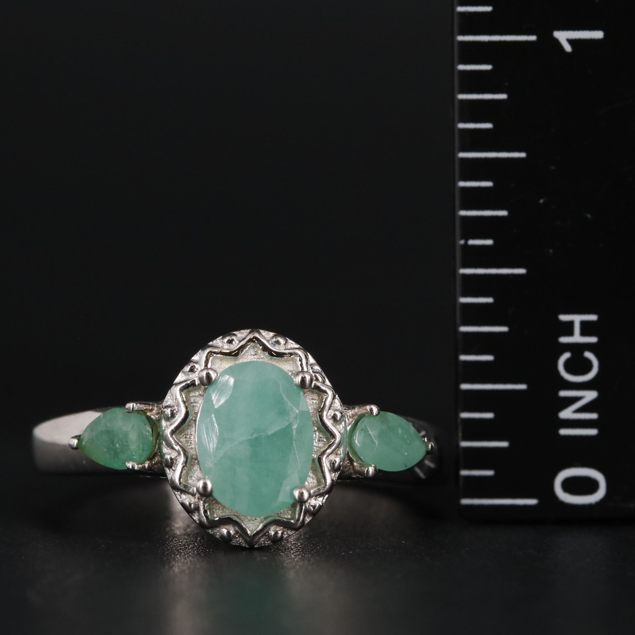Sterling Silver Emerald Ring