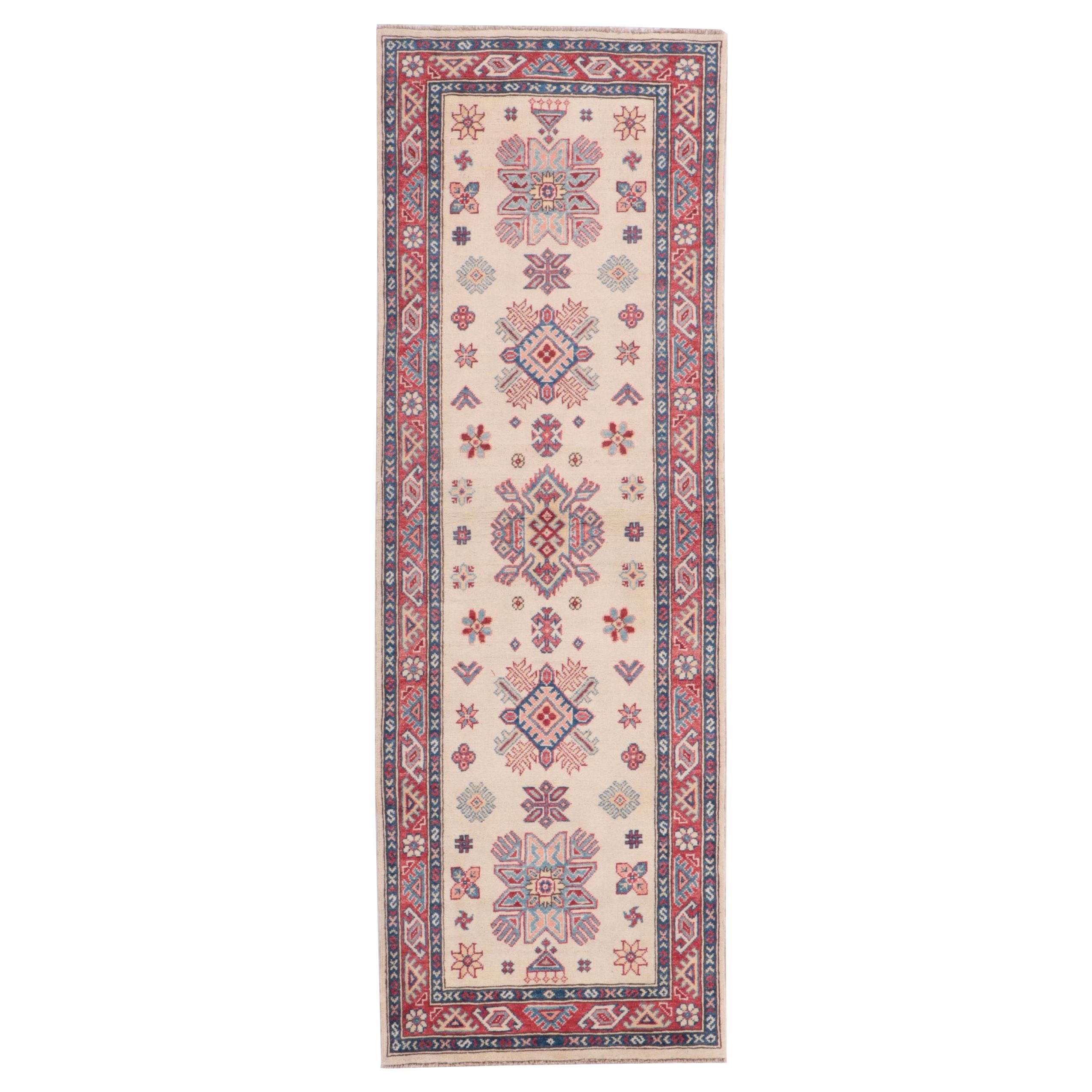 2'7 x 7'8 Hand-Knotted Pakistani Kazak-Style Carpet Runner