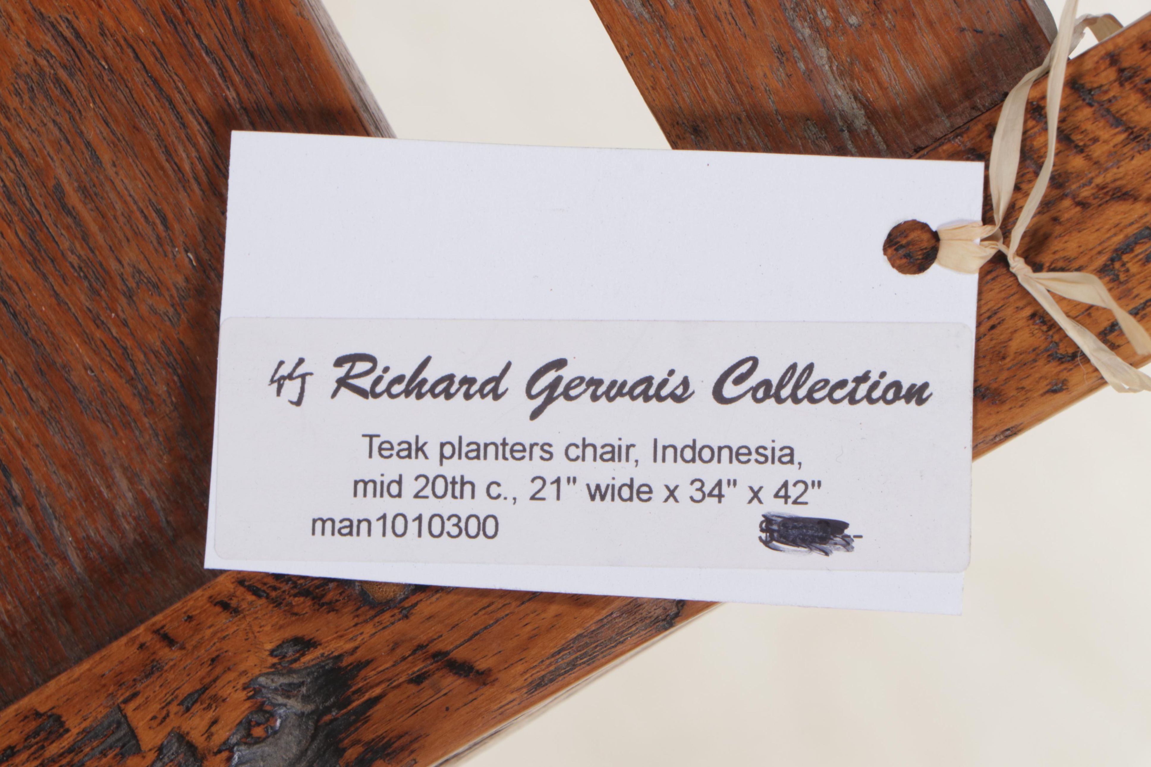 Indonesian Teak Planter's Chair, Mid-20th Century