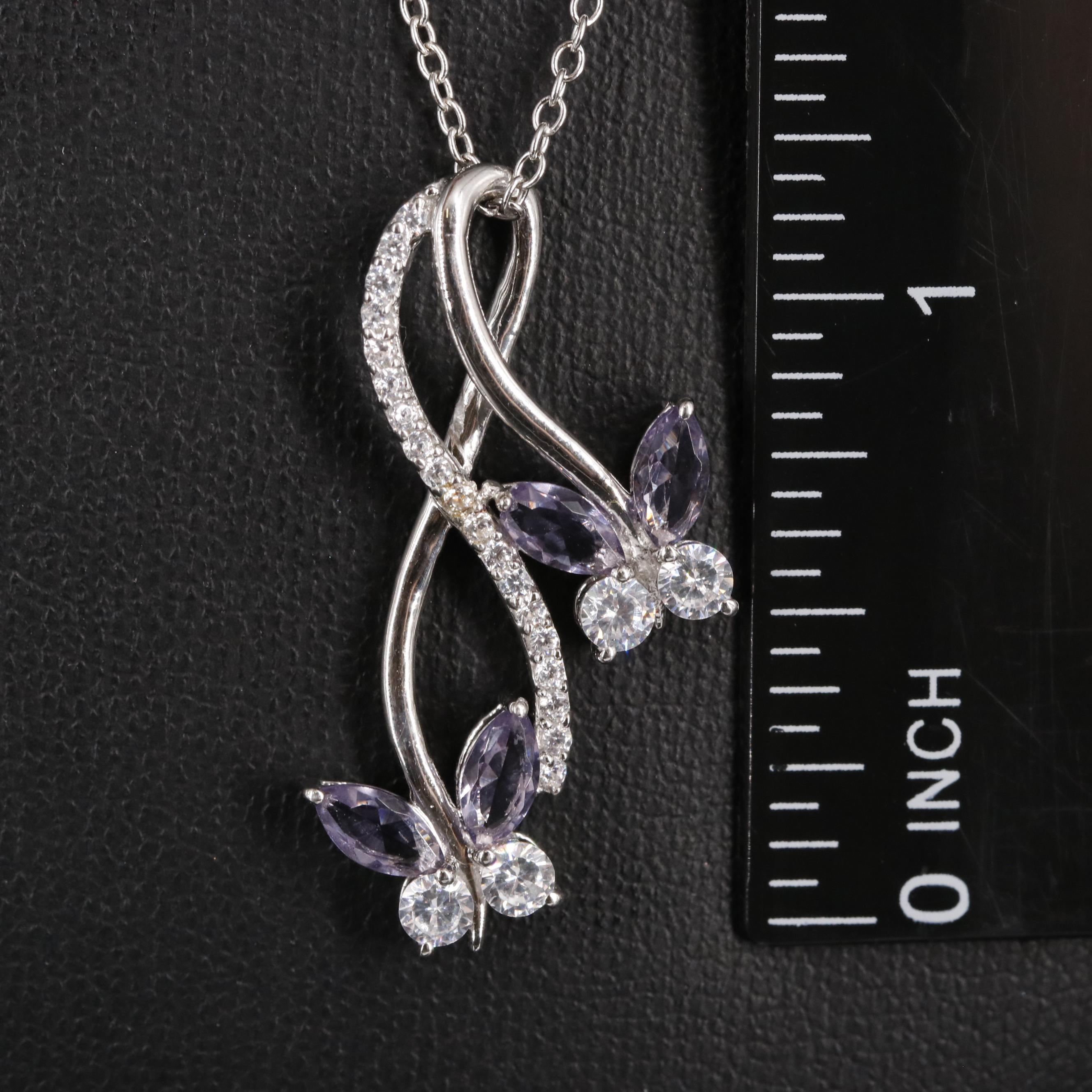 Sterling Amethyst and Cubic Zirconia Pendant Neckalce