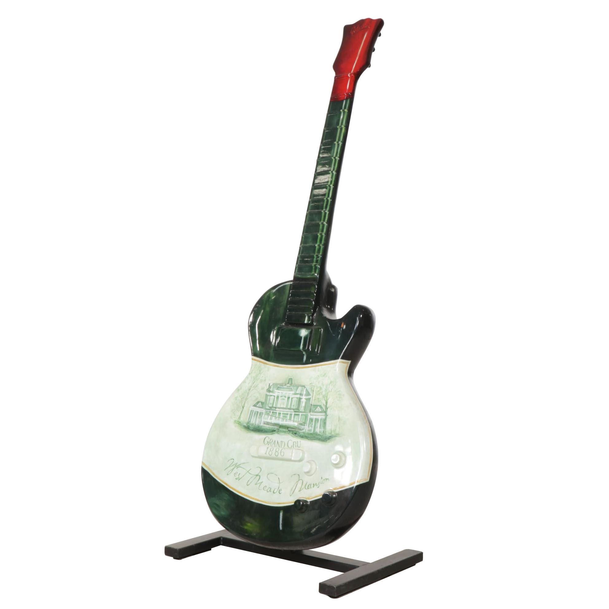 Gibson Guitar Large-Scale Painted Fiberglass Sculpture and Stand