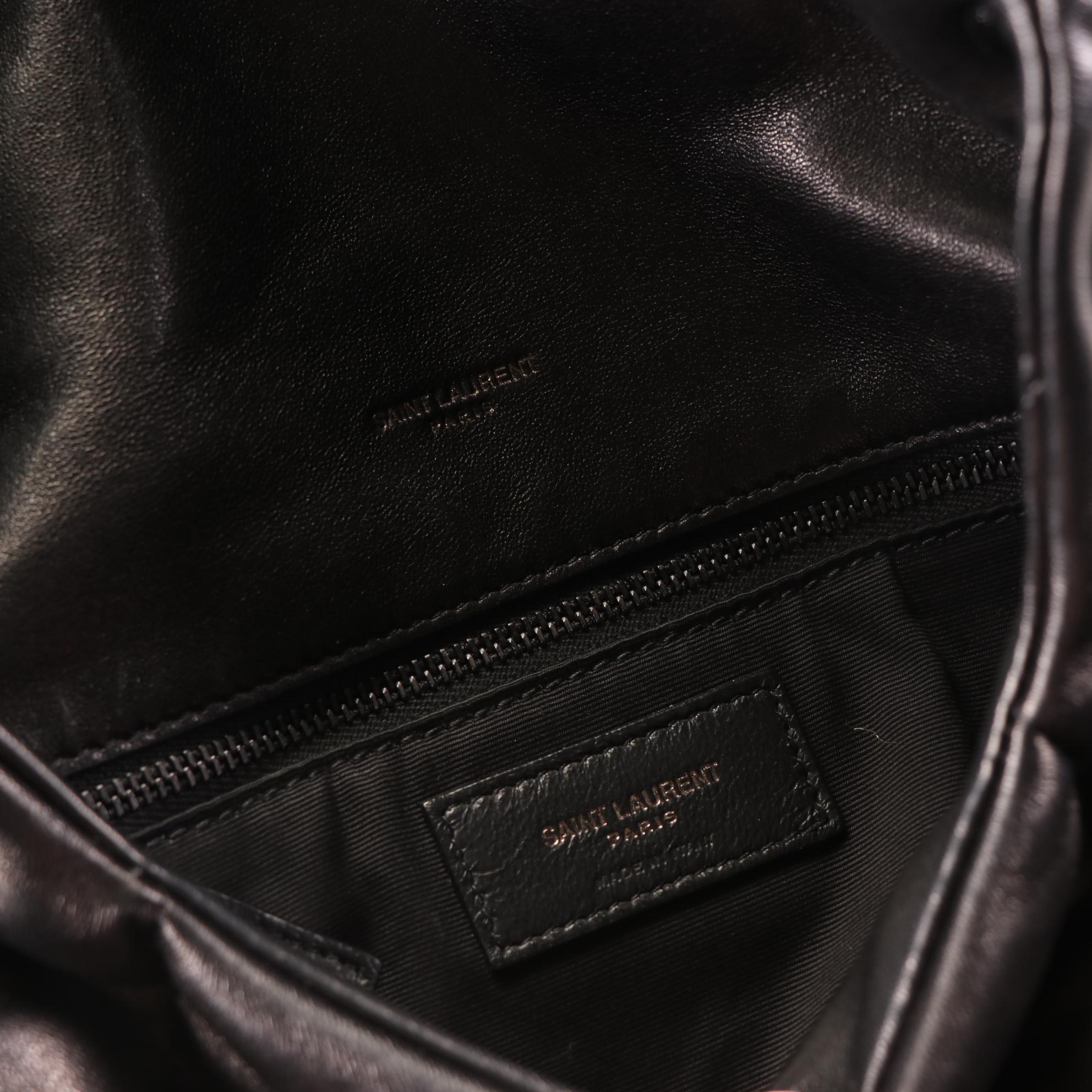 Saint Laurent Small LouLou Puffer Shoulder Bag in Quilted Black Lambskin