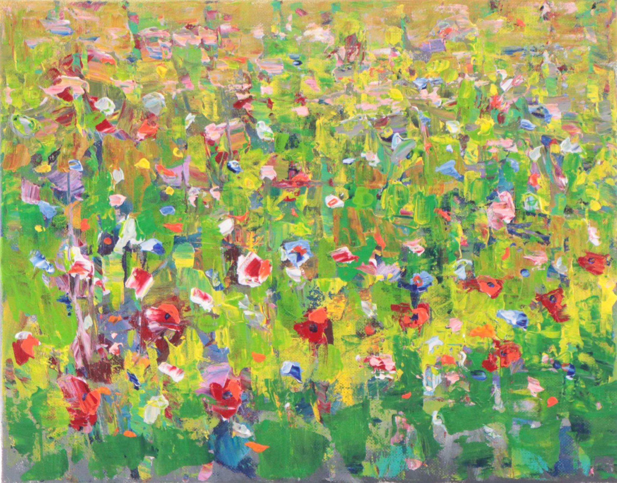 Amelia Colne Floral Acrylic Painting, 21st Century