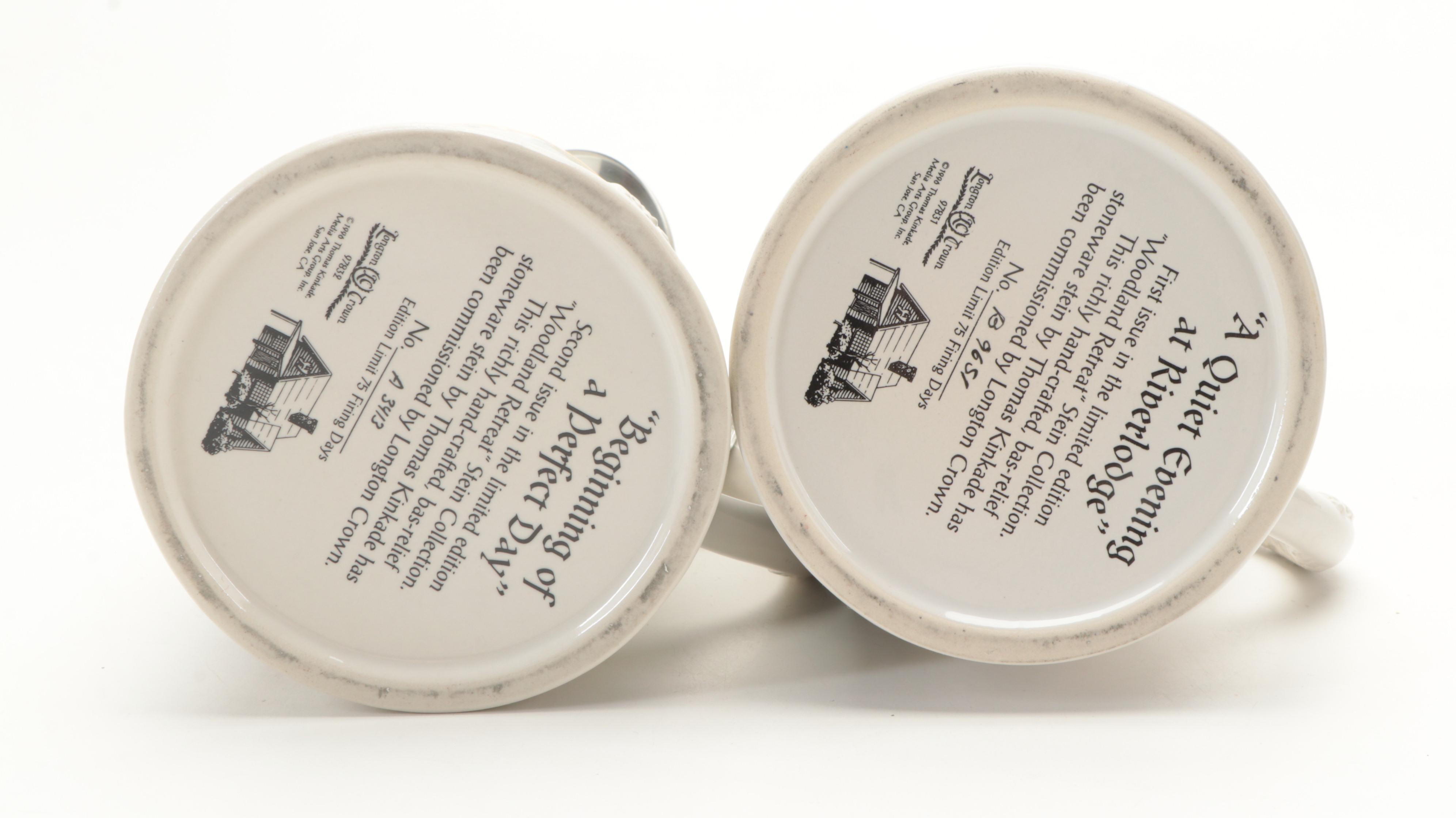 Thomas Kinkade "Woodland Retreat" Collection Stoneware Beer Steins