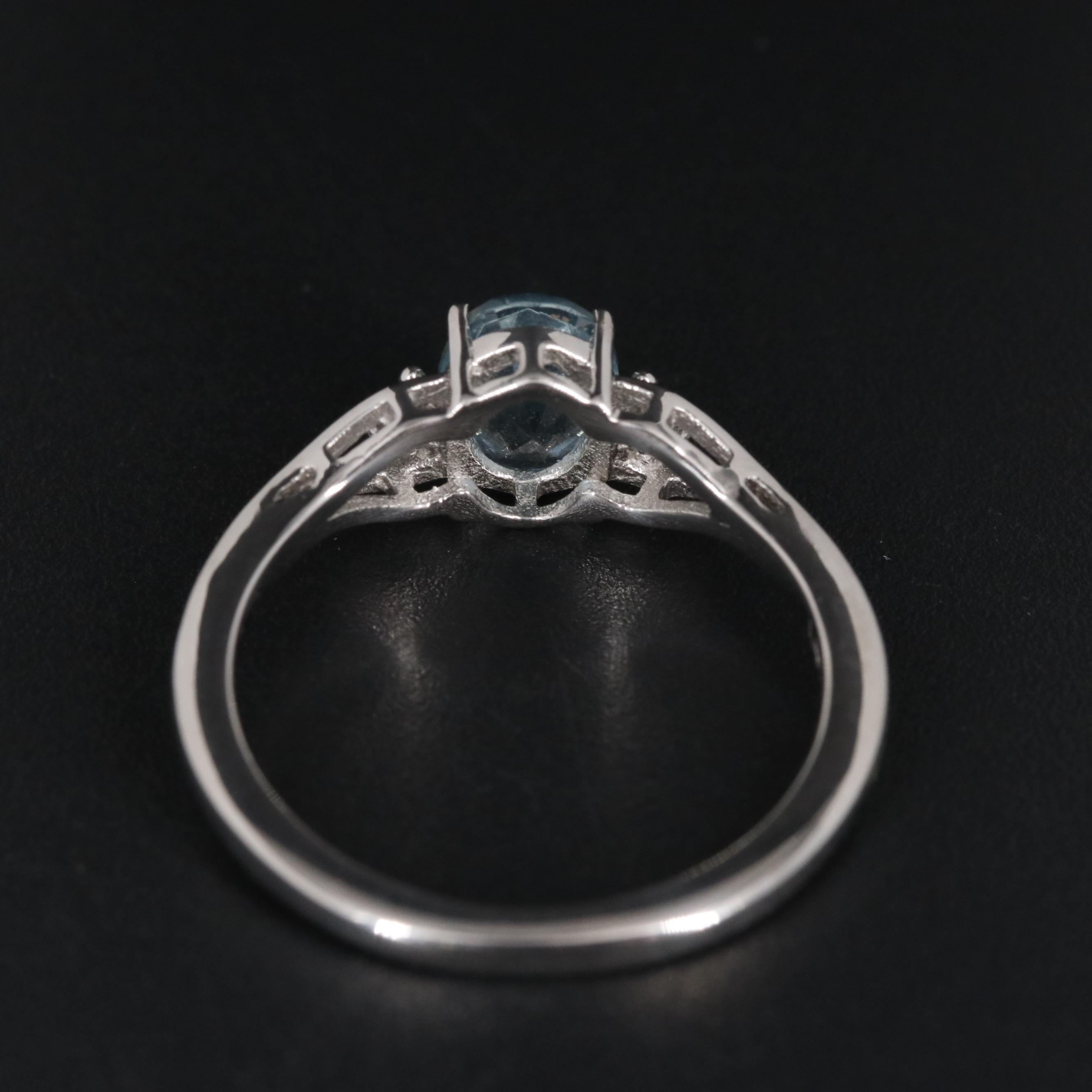 Sterling Aquamarine and Cubic Zirconia Ring