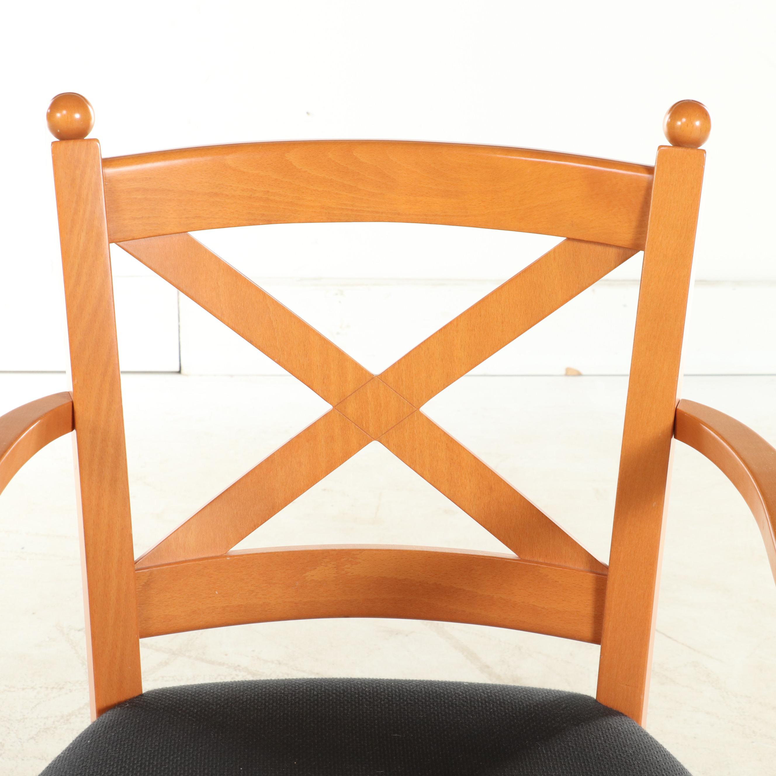 Four Tonon & Co. Beech X-Back Armchairs, Late 20th Century