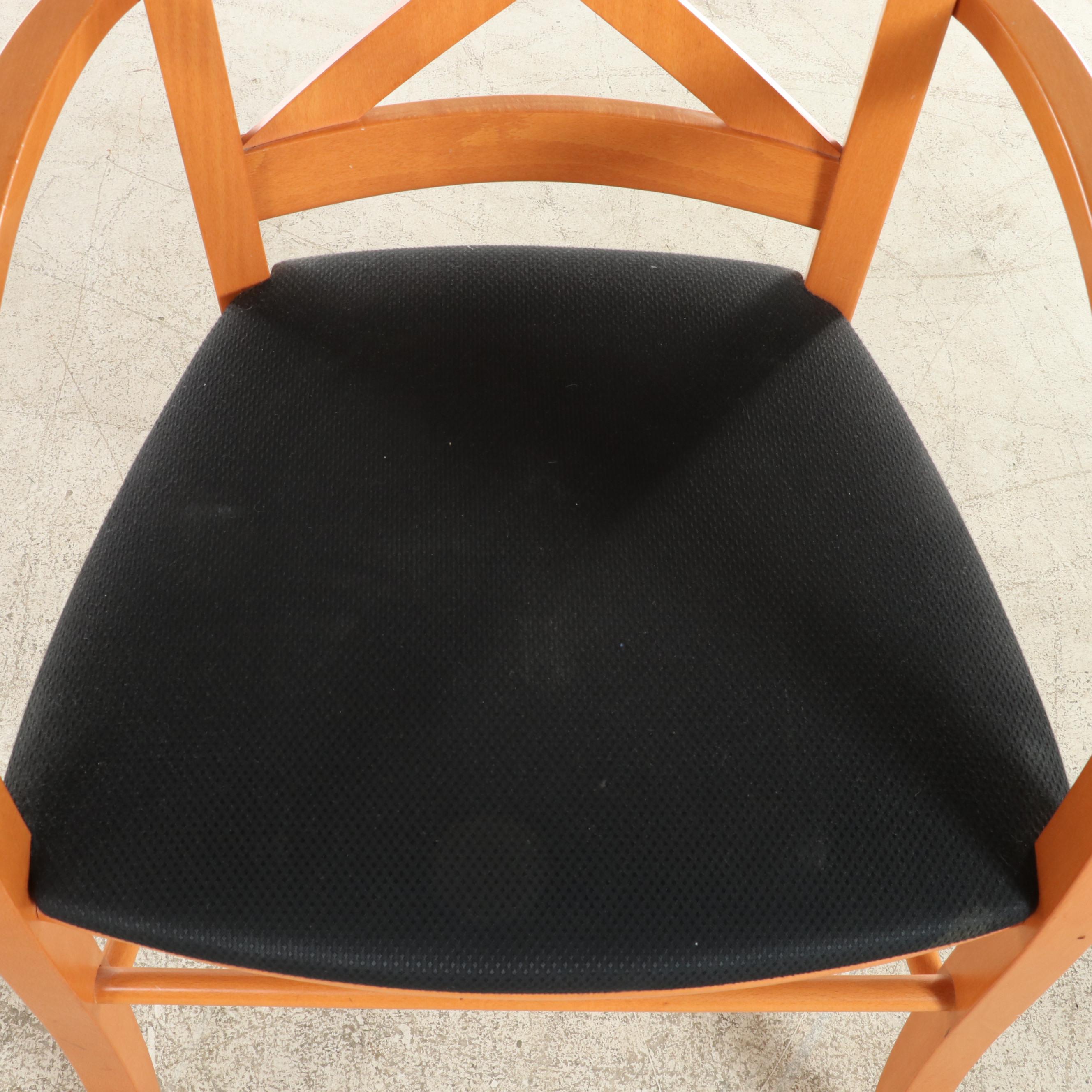 Four Tonon & Co. Beech X-Back Armchairs, Late 20th Century