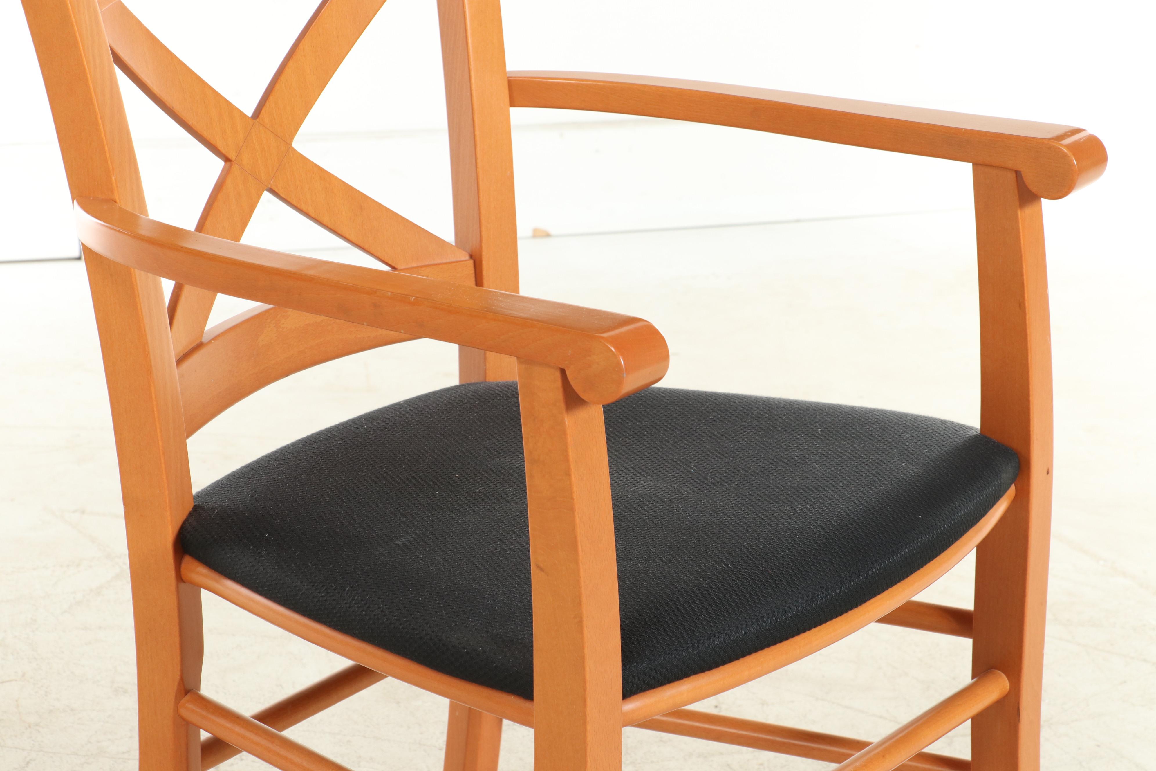 Four Tonon & Co. Beech X-Back Armchairs, Late 20th Century