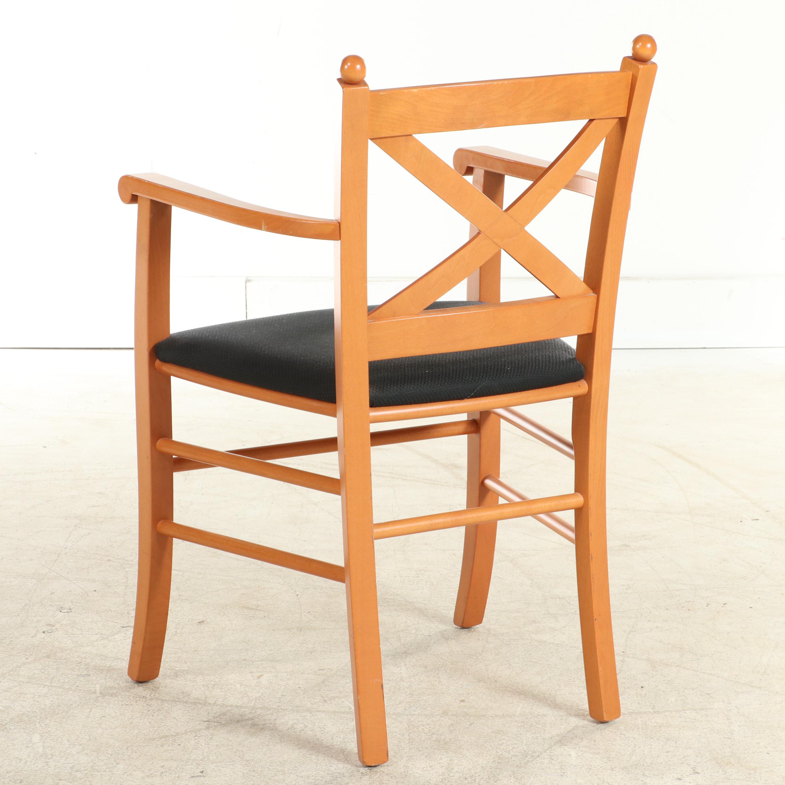 Four Tonon & Co. Beech X-Back Armchairs, Late 20th Century