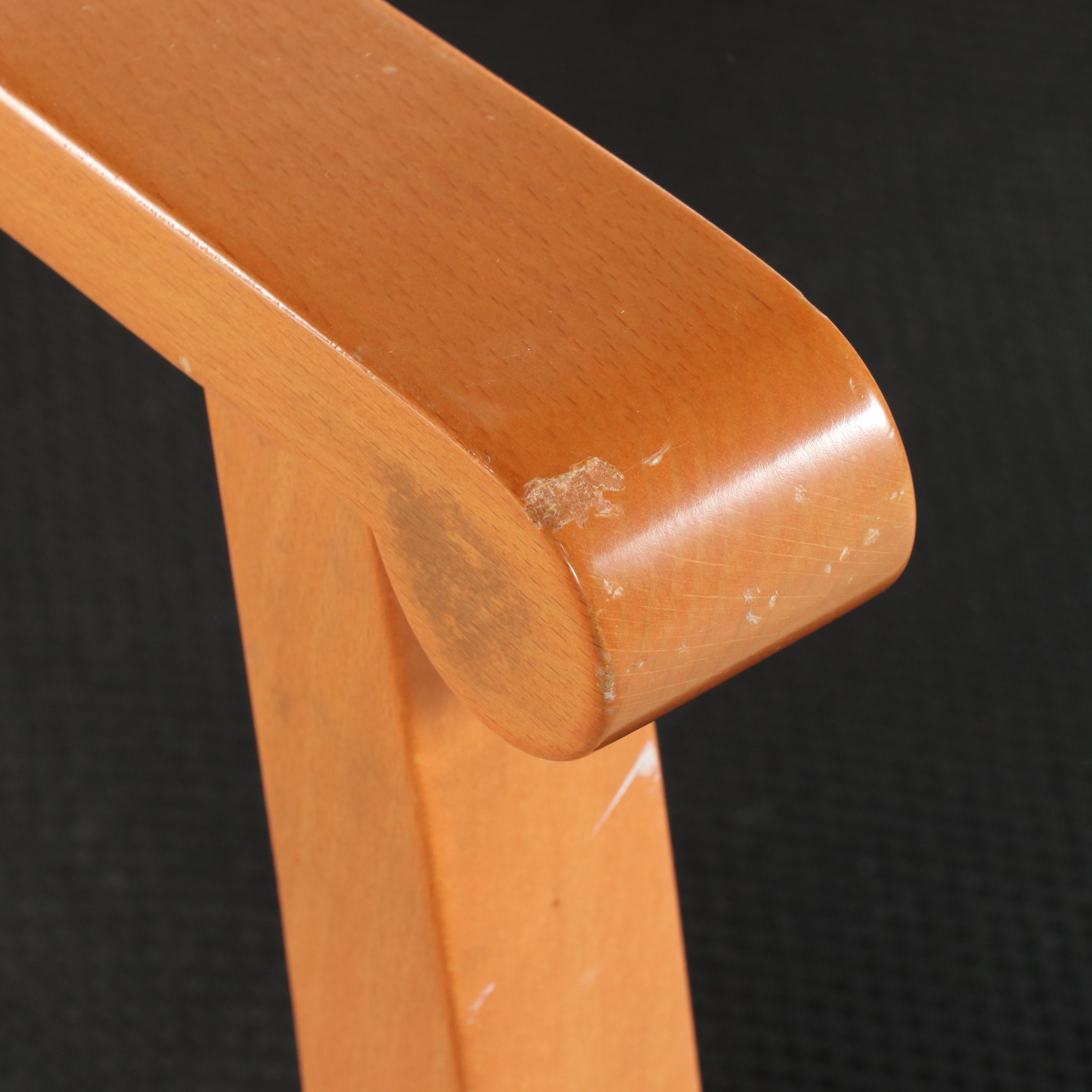 Four Tonon & Co. Beech X-Back Armchairs, Late 20th Century