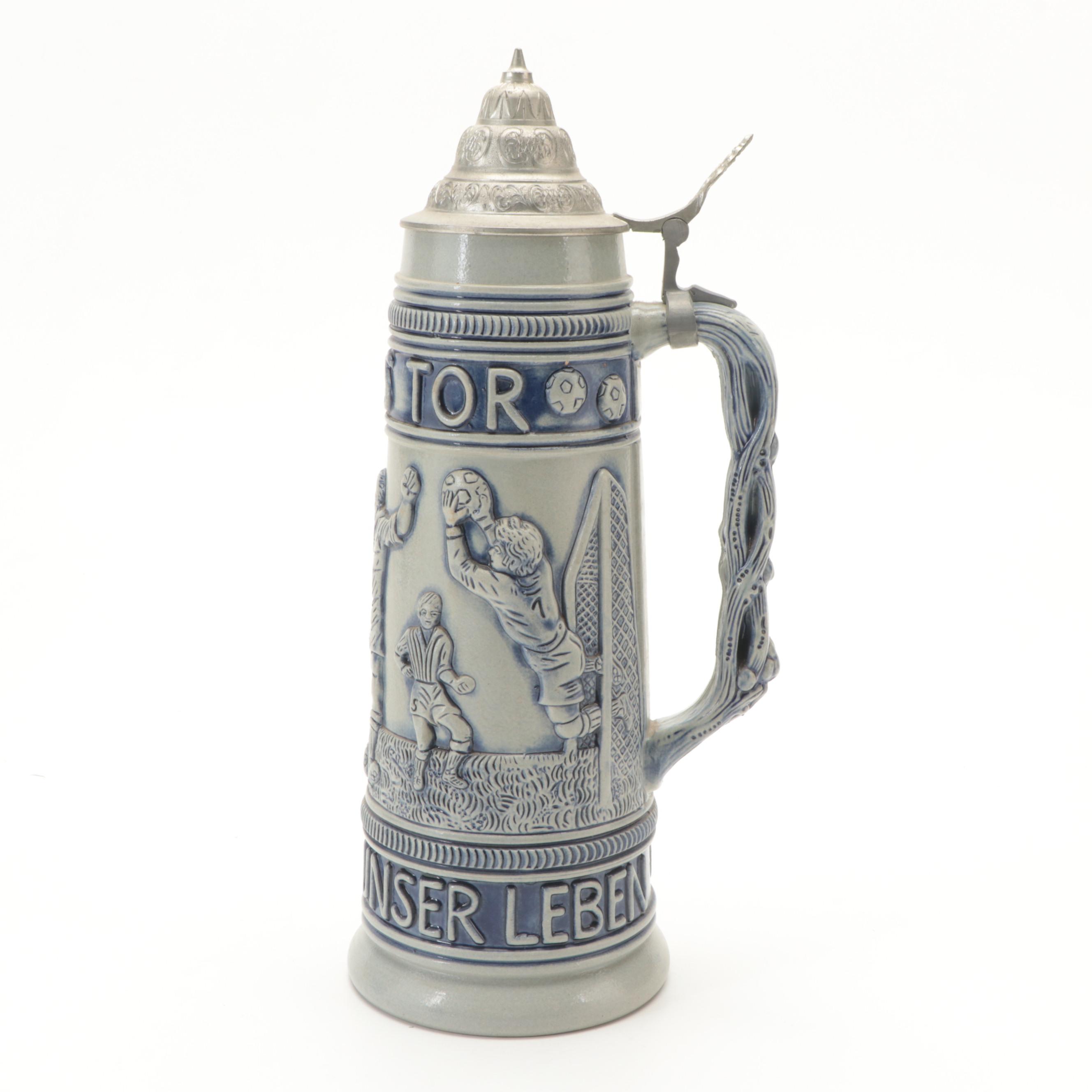 German Molded Stoneware and Porcelain Beer Steins