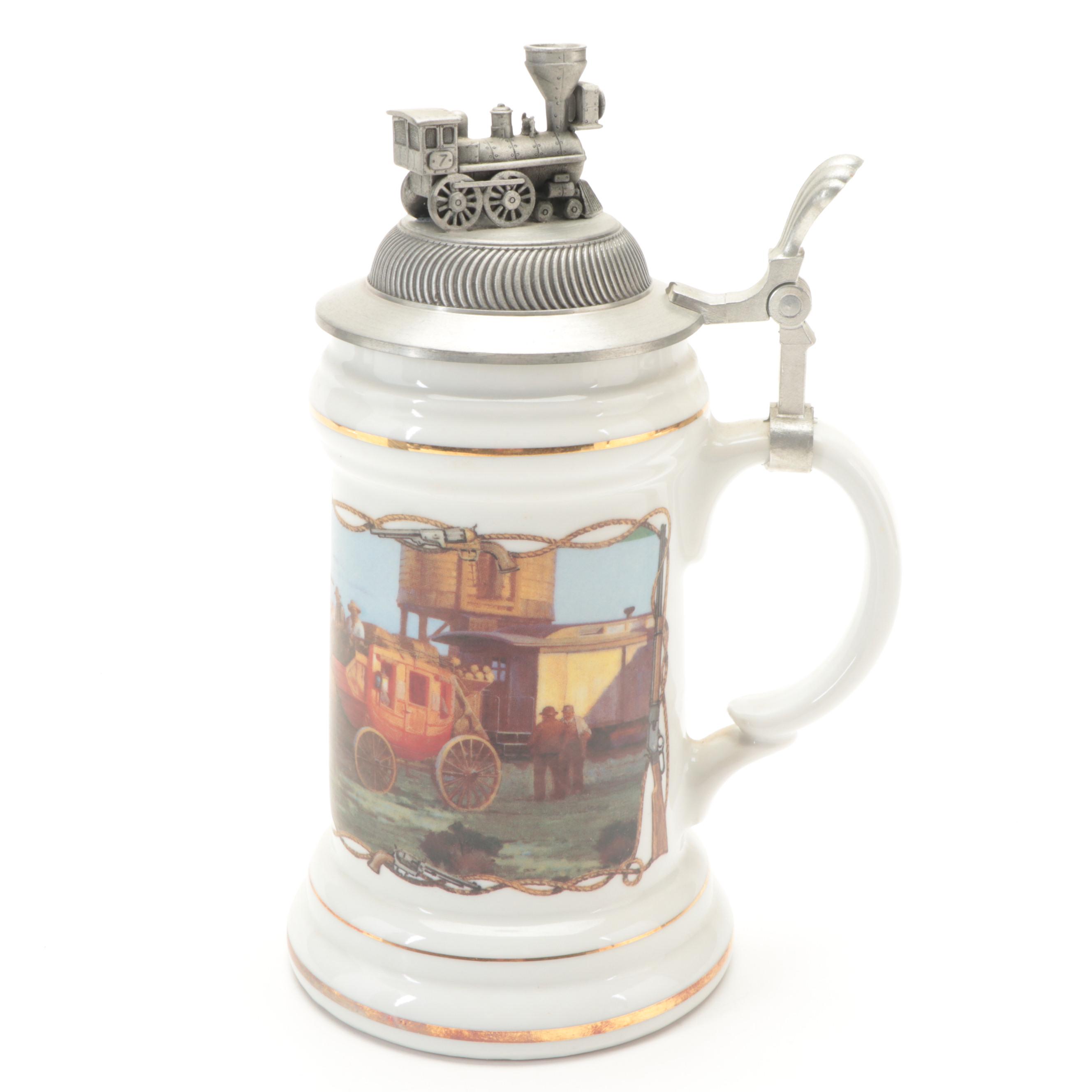 German Molded Stoneware and Porcelain Beer Steins