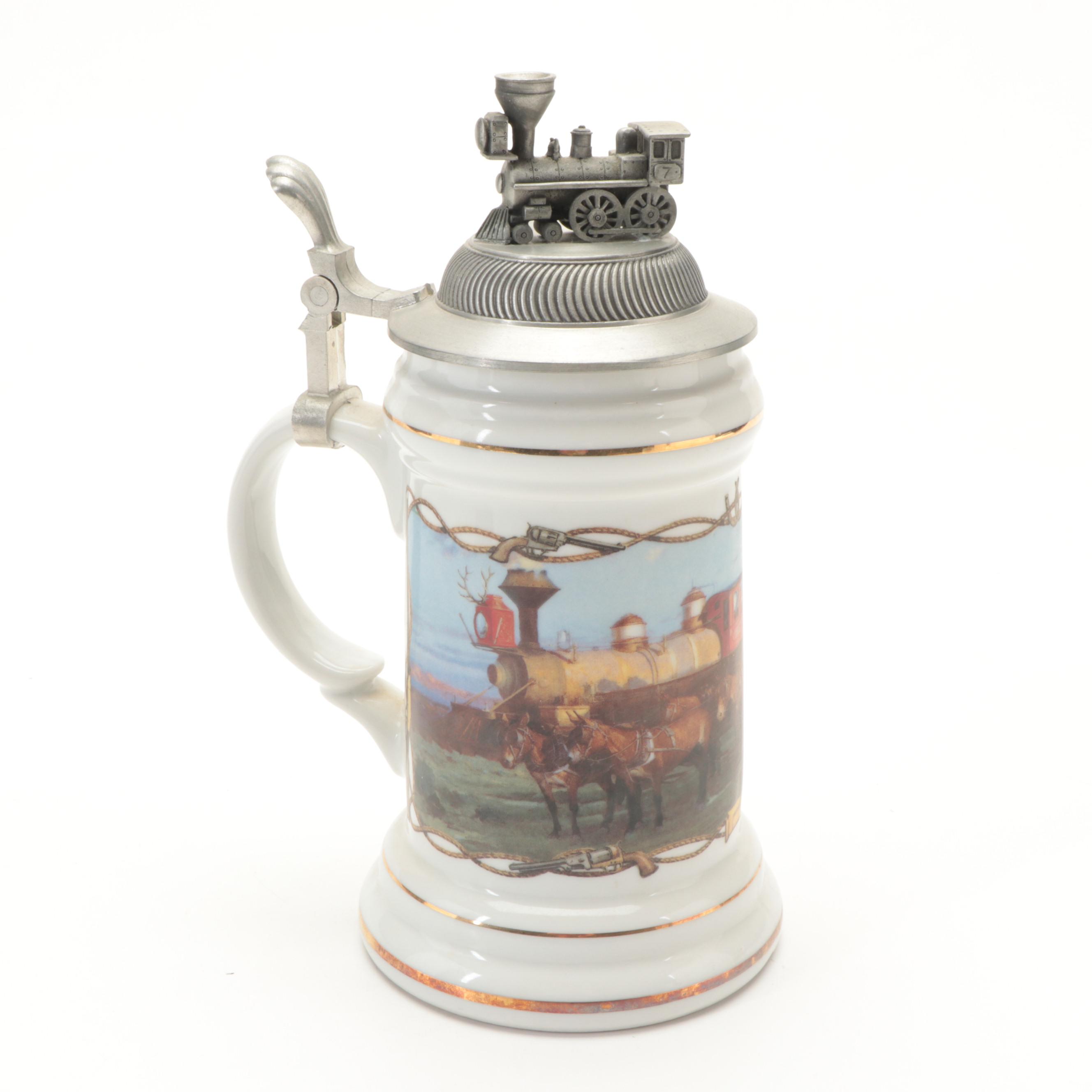German Molded Stoneware and Porcelain Beer Steins