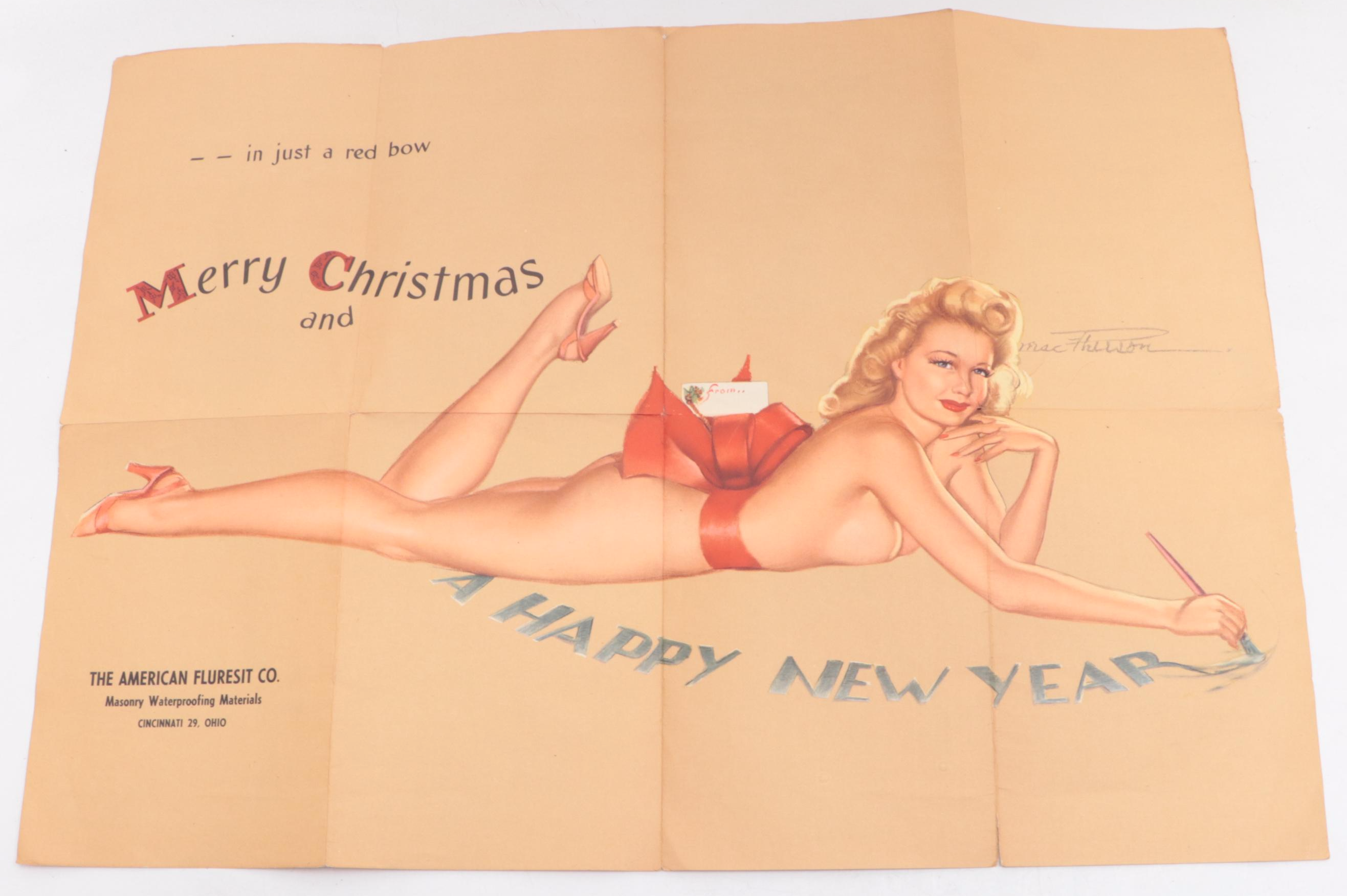 American Fluresit and Other Pin-Up Girl Advertisement Pages, Poster and Postcard