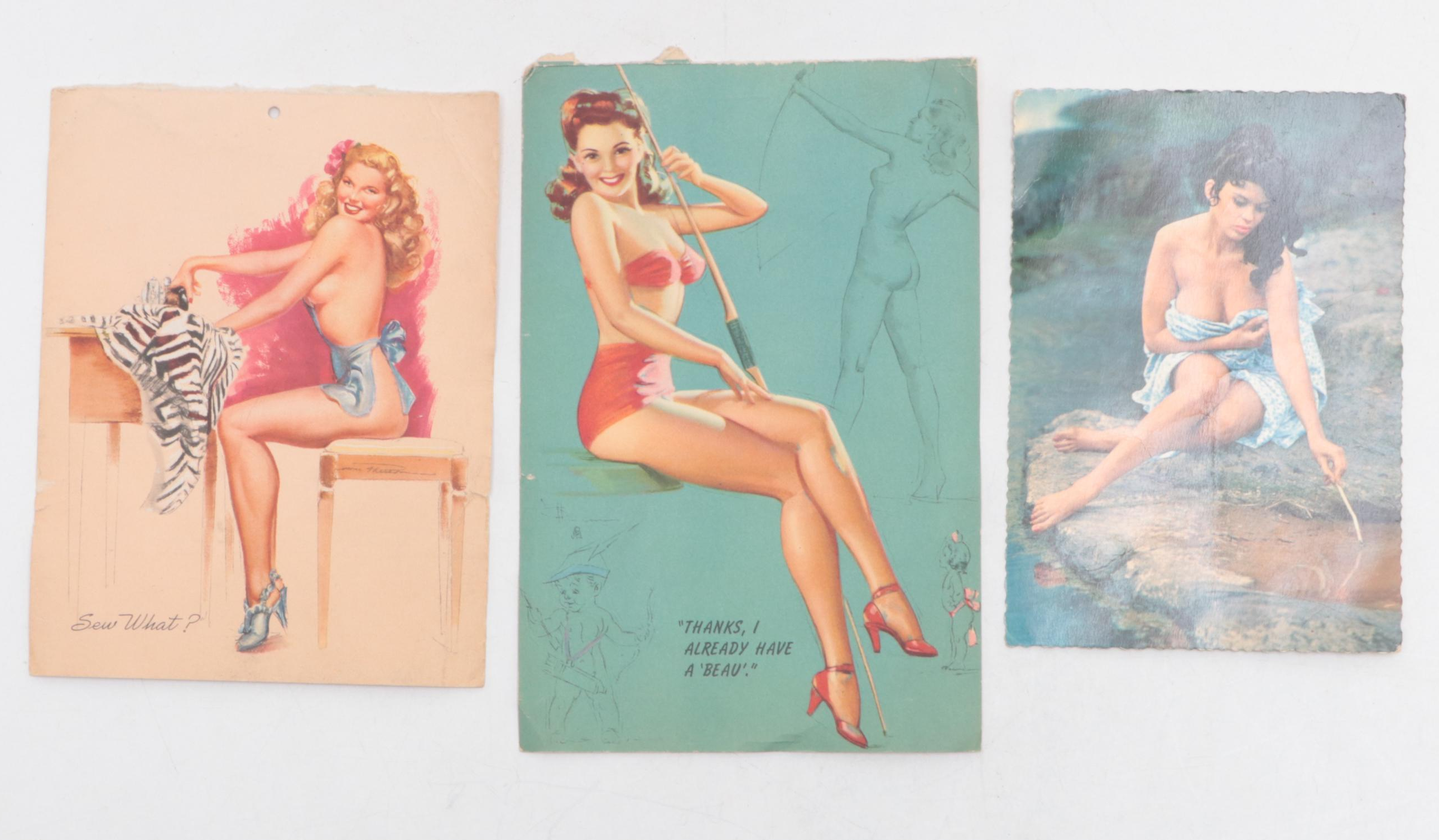 American Fluresit and Other Pin-Up Girl Advertisement Pages, Poster and Postcard