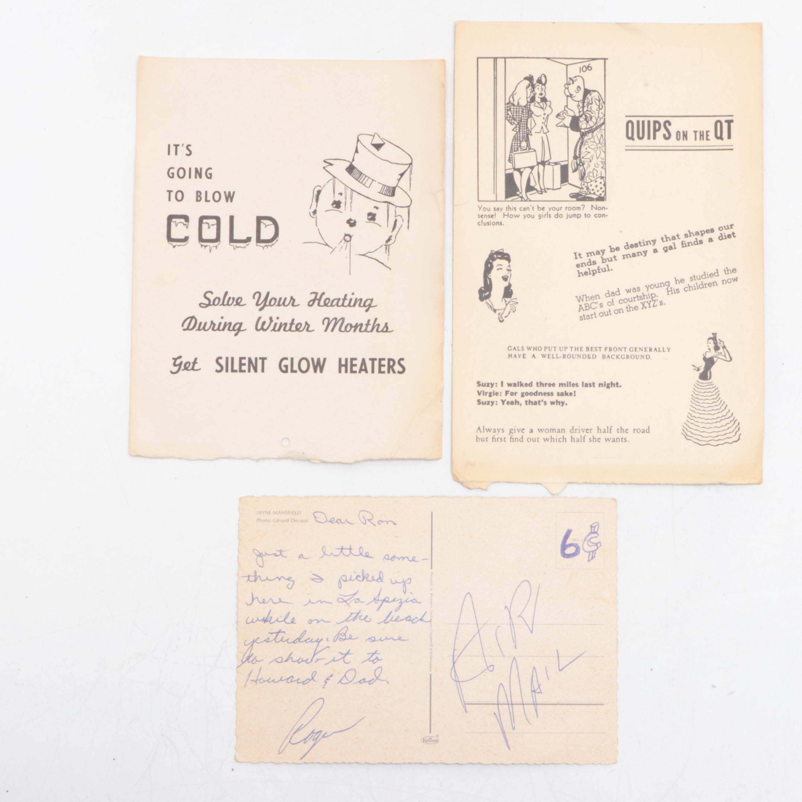 American Fluresit and Other Pin-Up Girl Advertisement Pages, Poster and Postcard