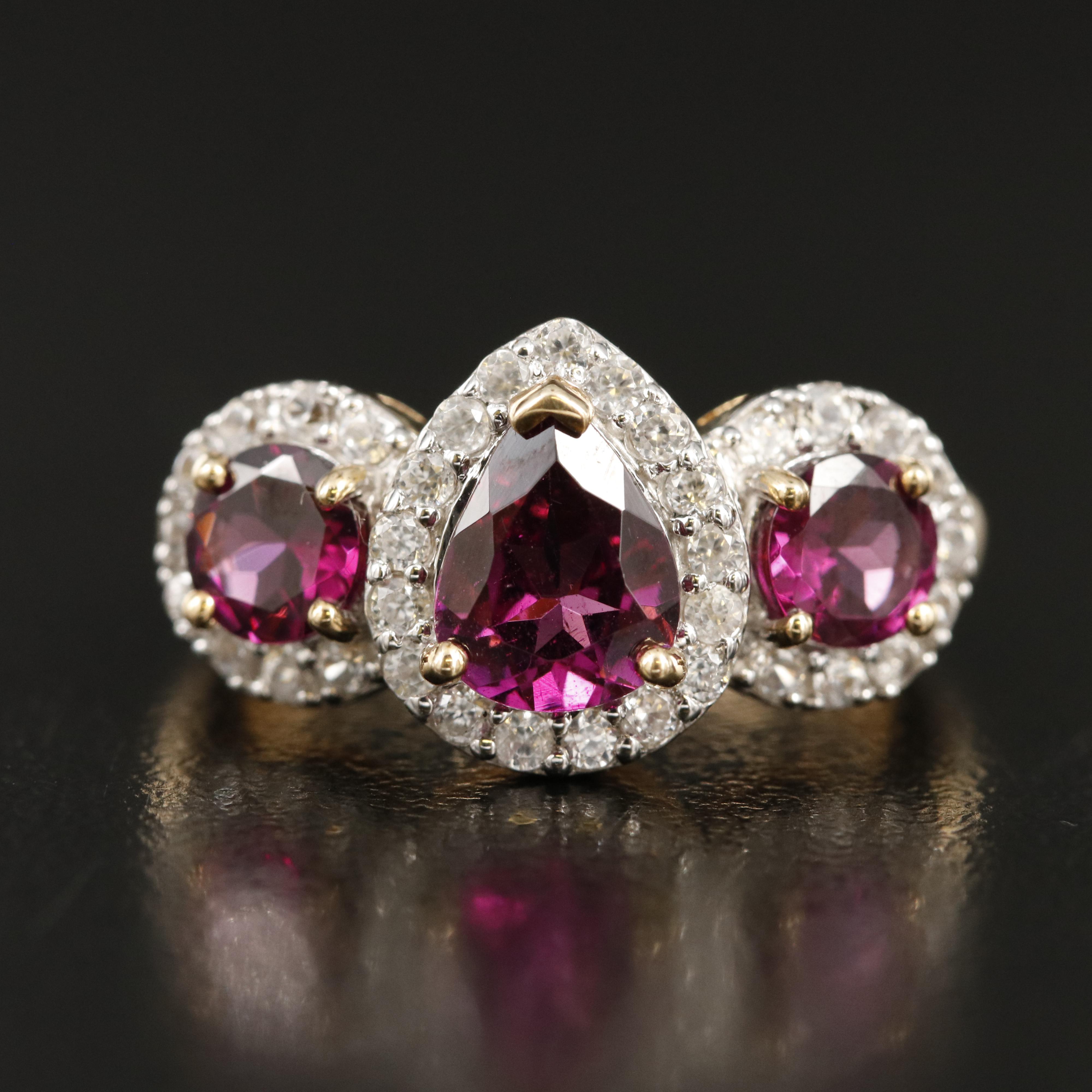 10K Rhodolite Garnet and Diamond Ring