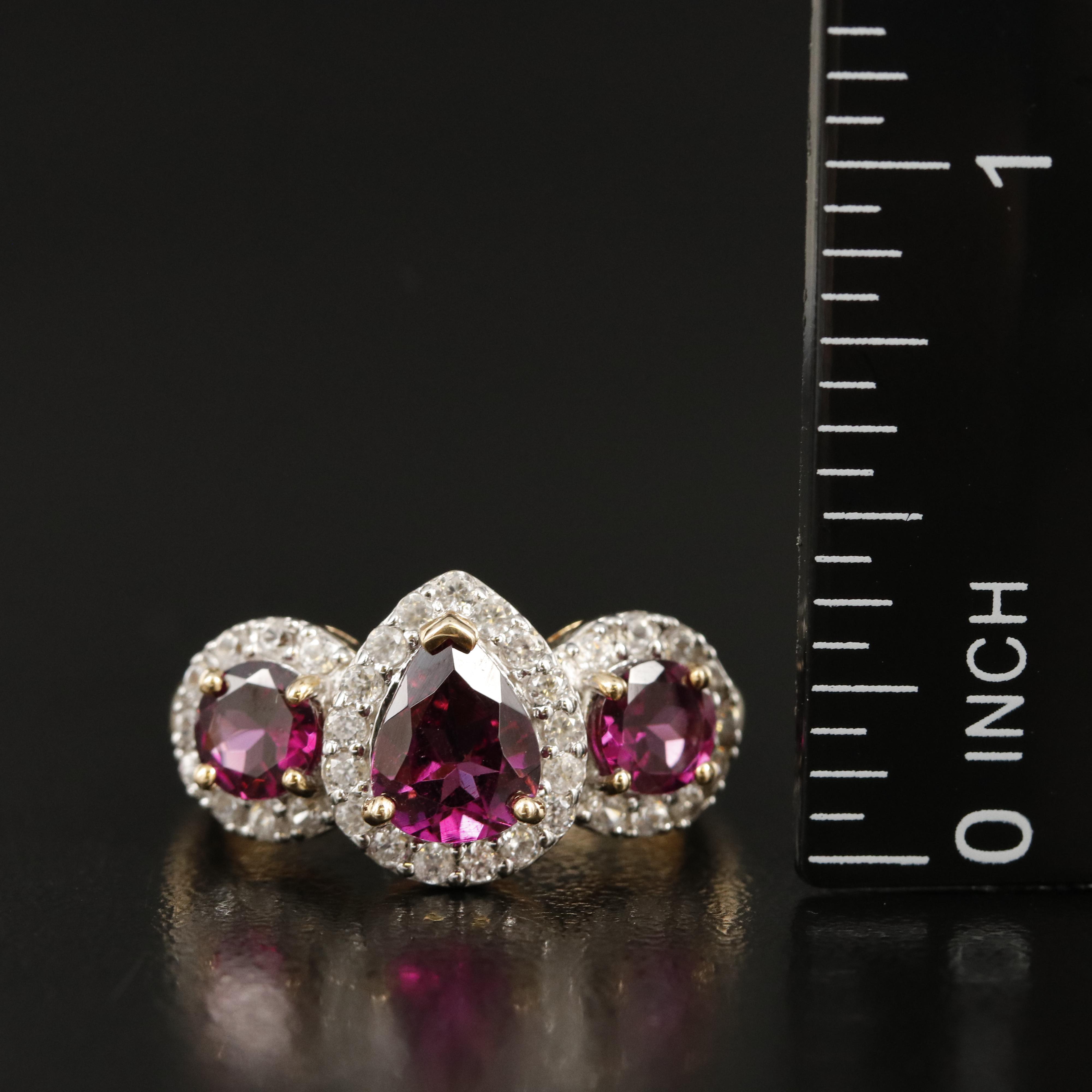 10K Rhodolite Garnet and Diamond Ring