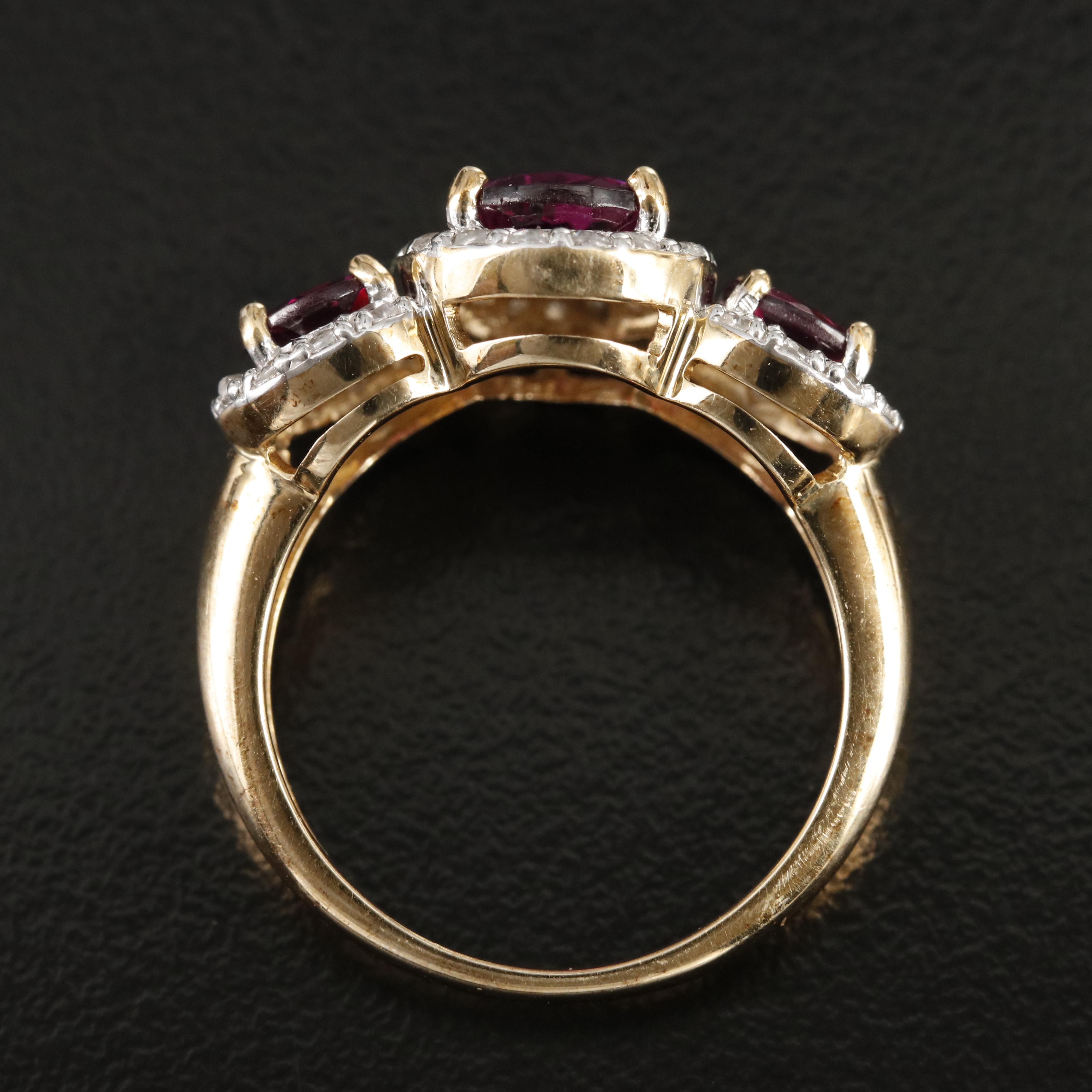 10K Rhodolite Garnet and Diamond Ring
