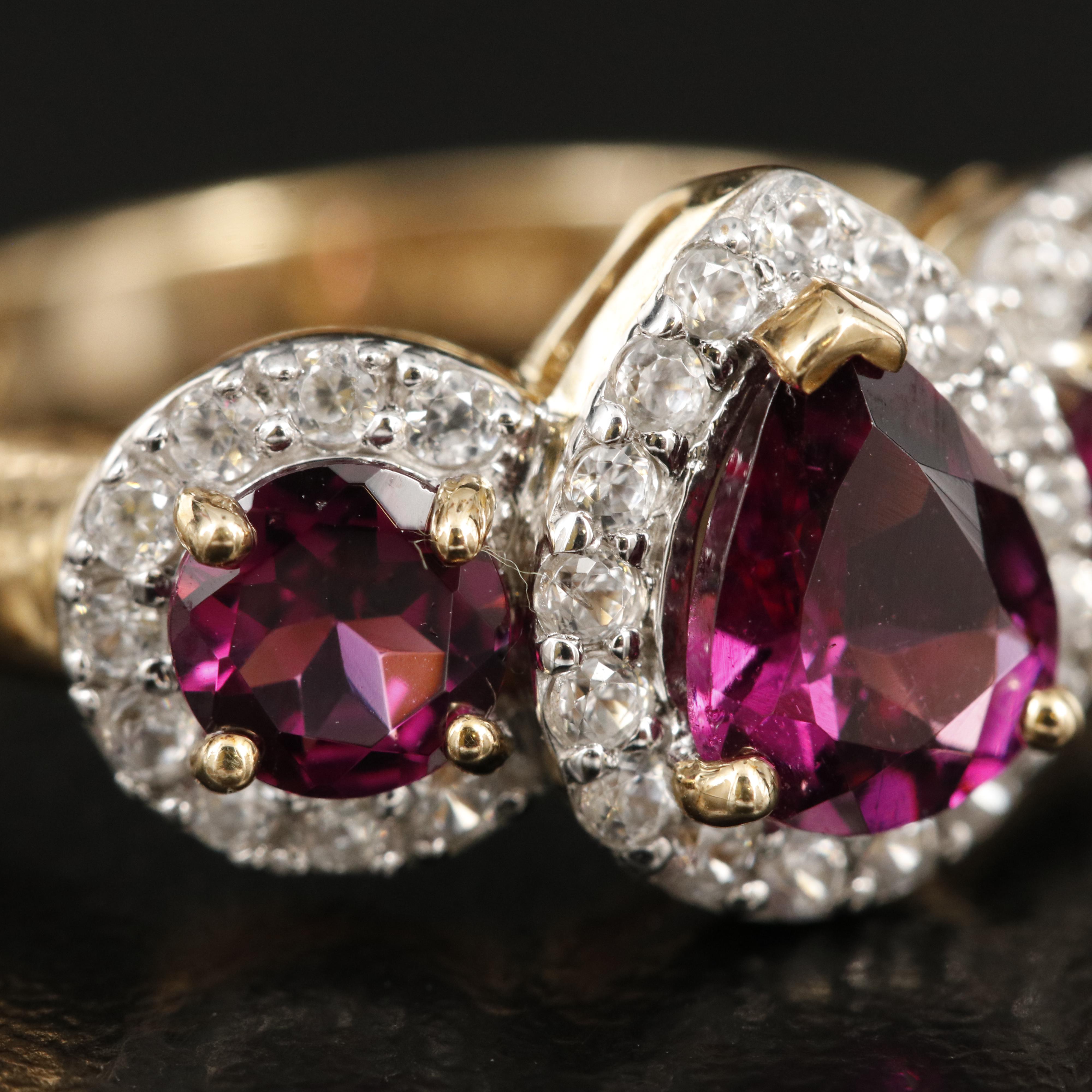 10K Rhodolite Garnet and Diamond Ring