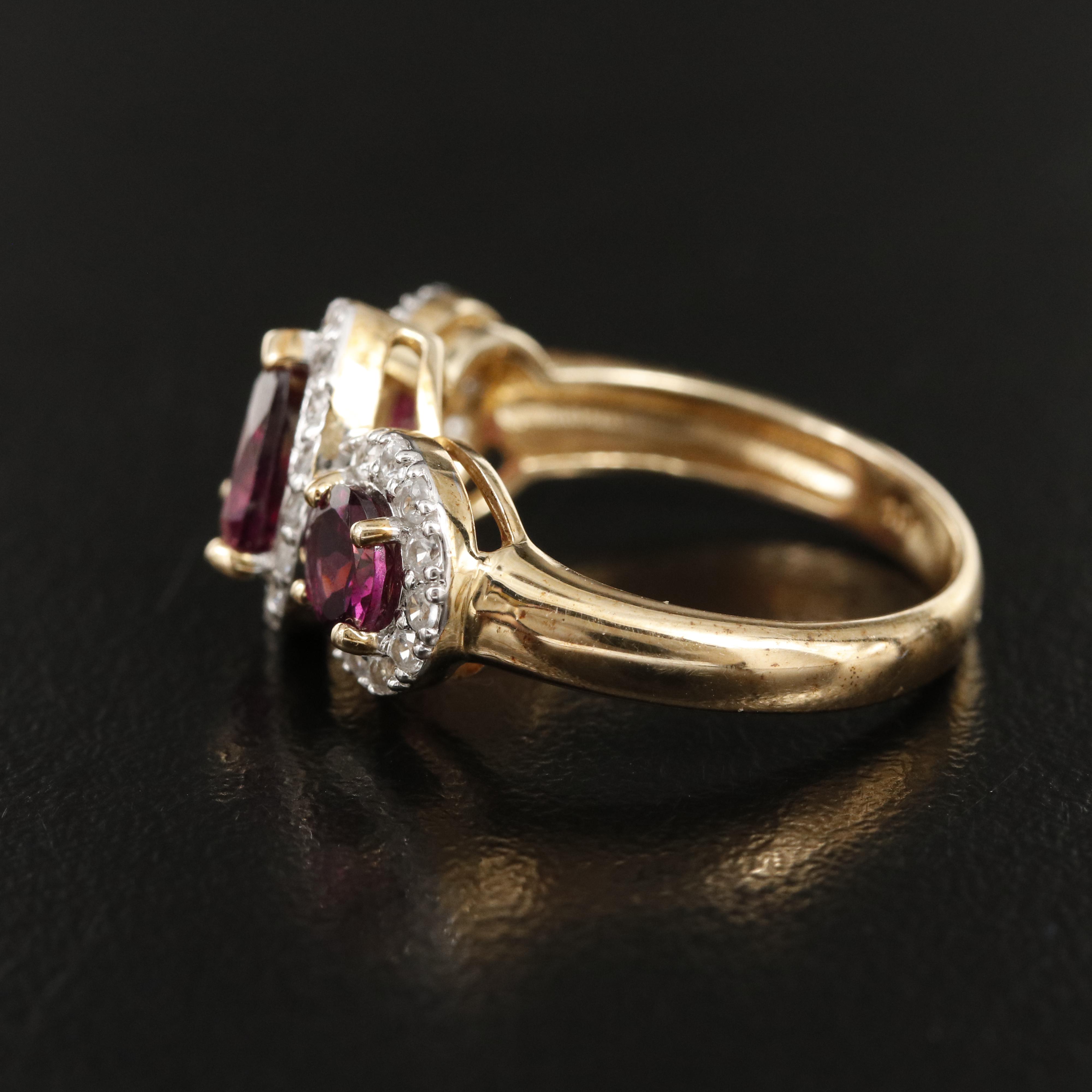 10K Rhodolite Garnet and Diamond Ring