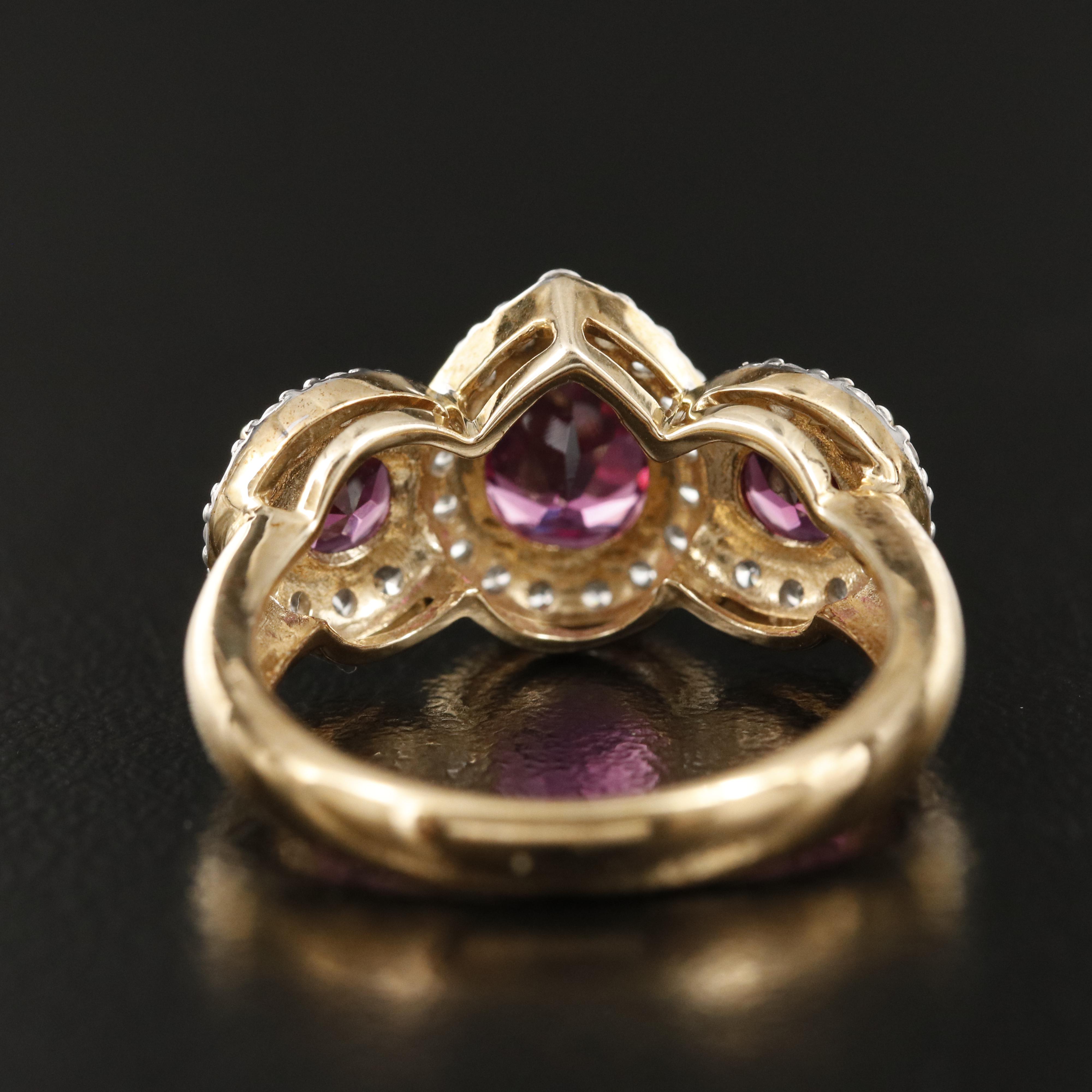 10K Rhodolite Garnet and Diamond Ring