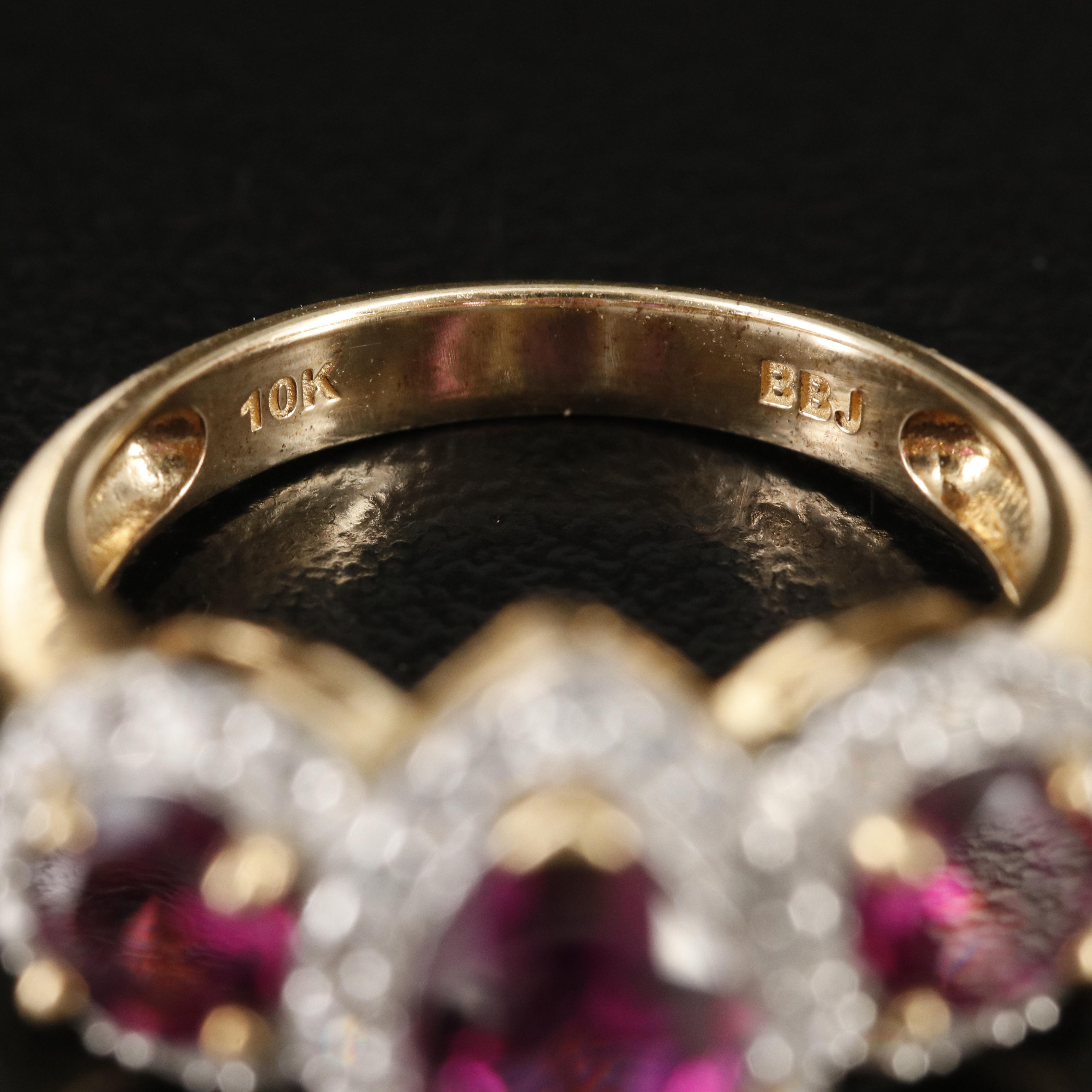 10K Rhodolite Garnet and Diamond Ring