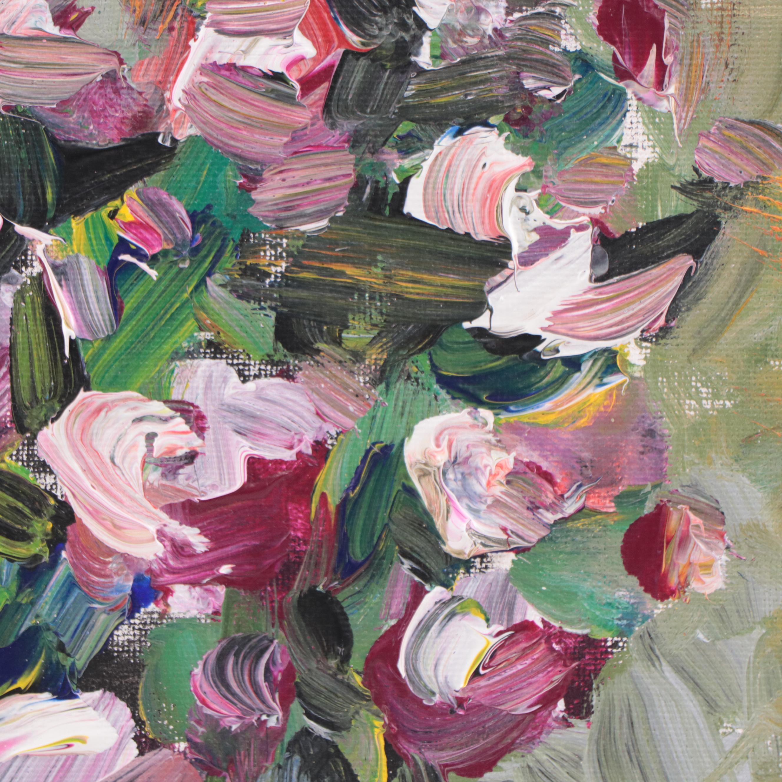 Amelia Colne Floral Still Life Acrylic Painting, 21st Century
