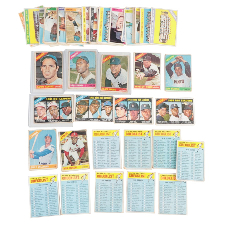 1966 Topps Baseball Cards Including Koufax, Clemente, Mays, Maris, More HOFers