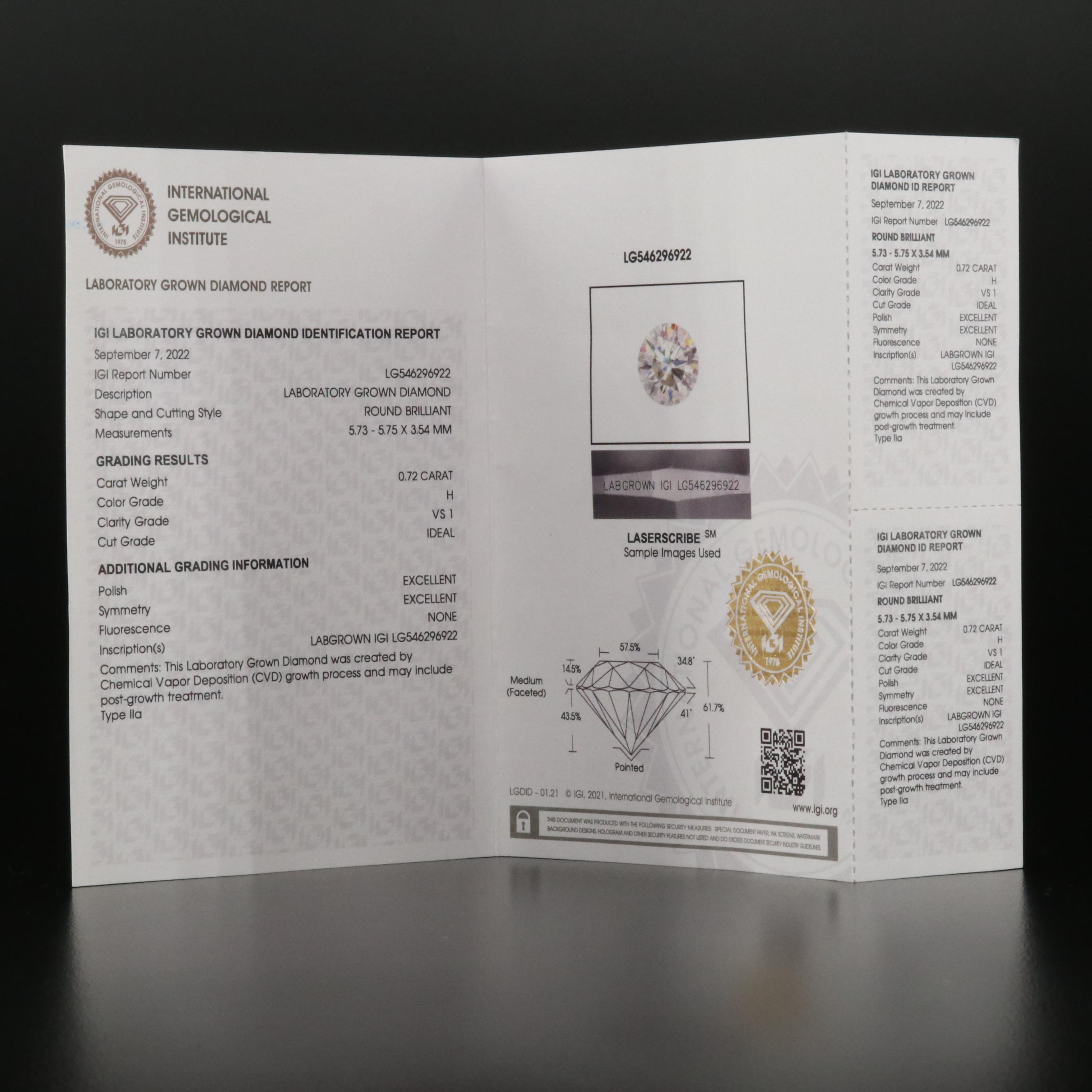 Platinum 1.42 CTW Lab Grown Diamond Stud Earrings with IGI Reports