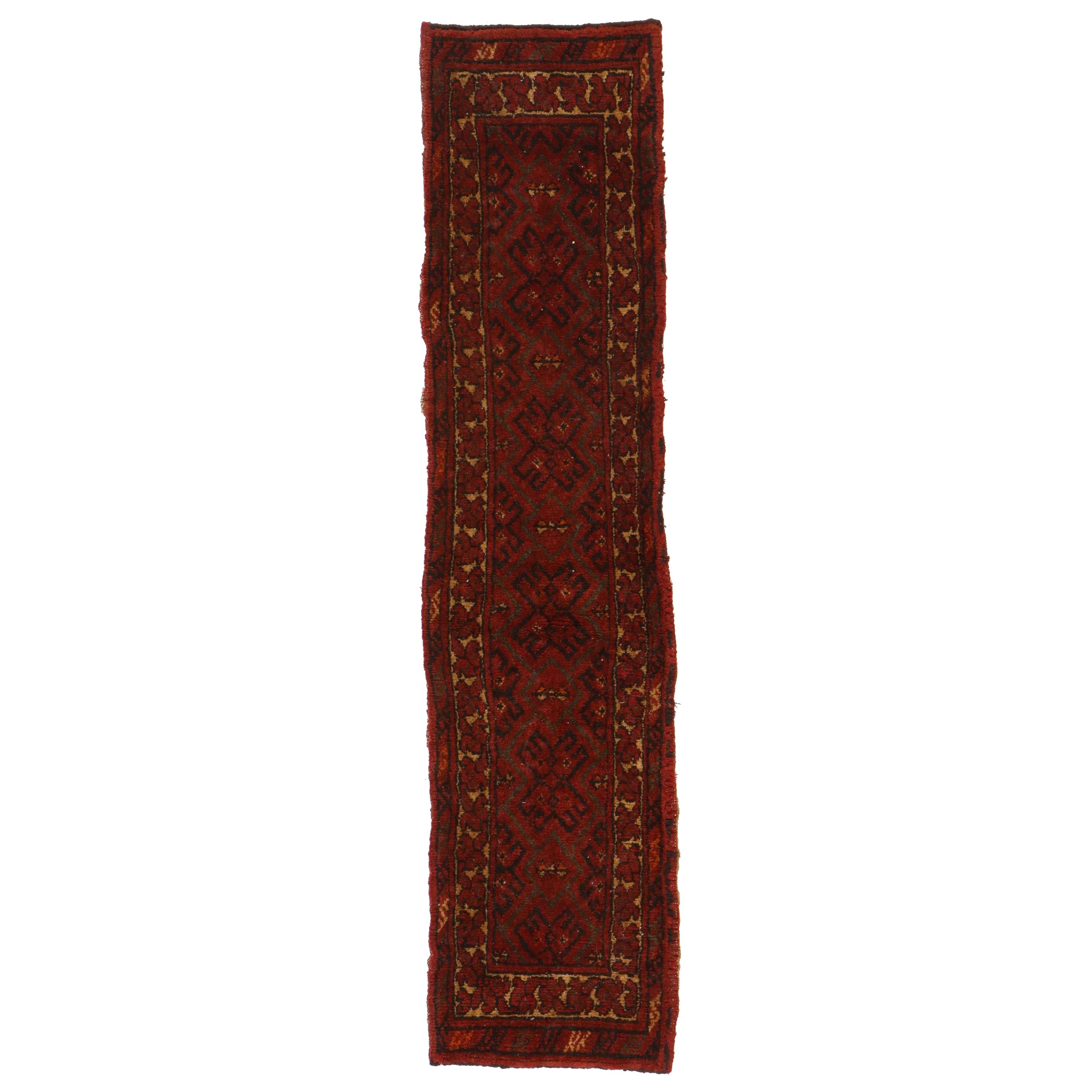 1'2 x 4'9 Han-Knotted Persian Turkmen Rug, circa 1920s