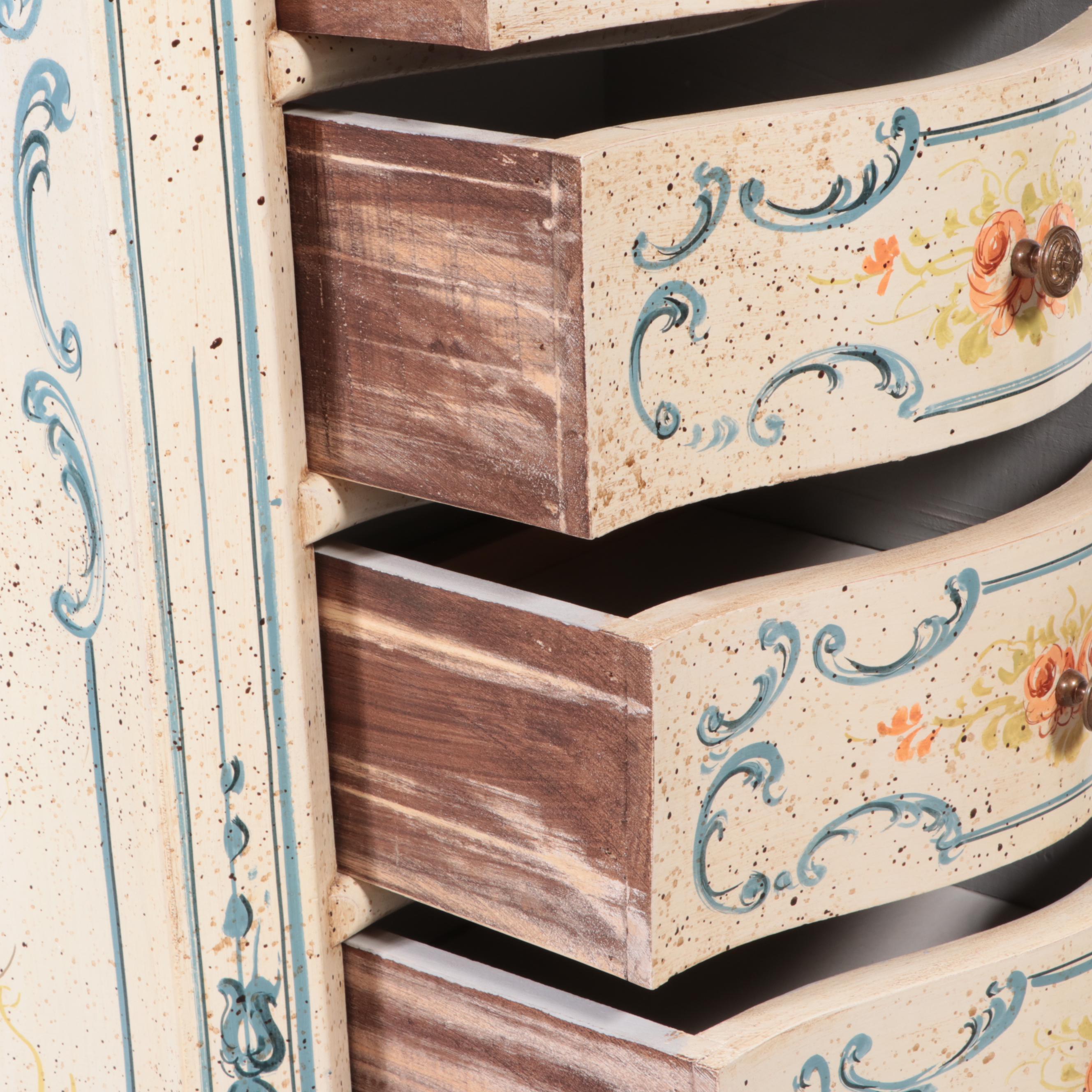Italian Rococo Style Paint-Decorated Semainier Chest