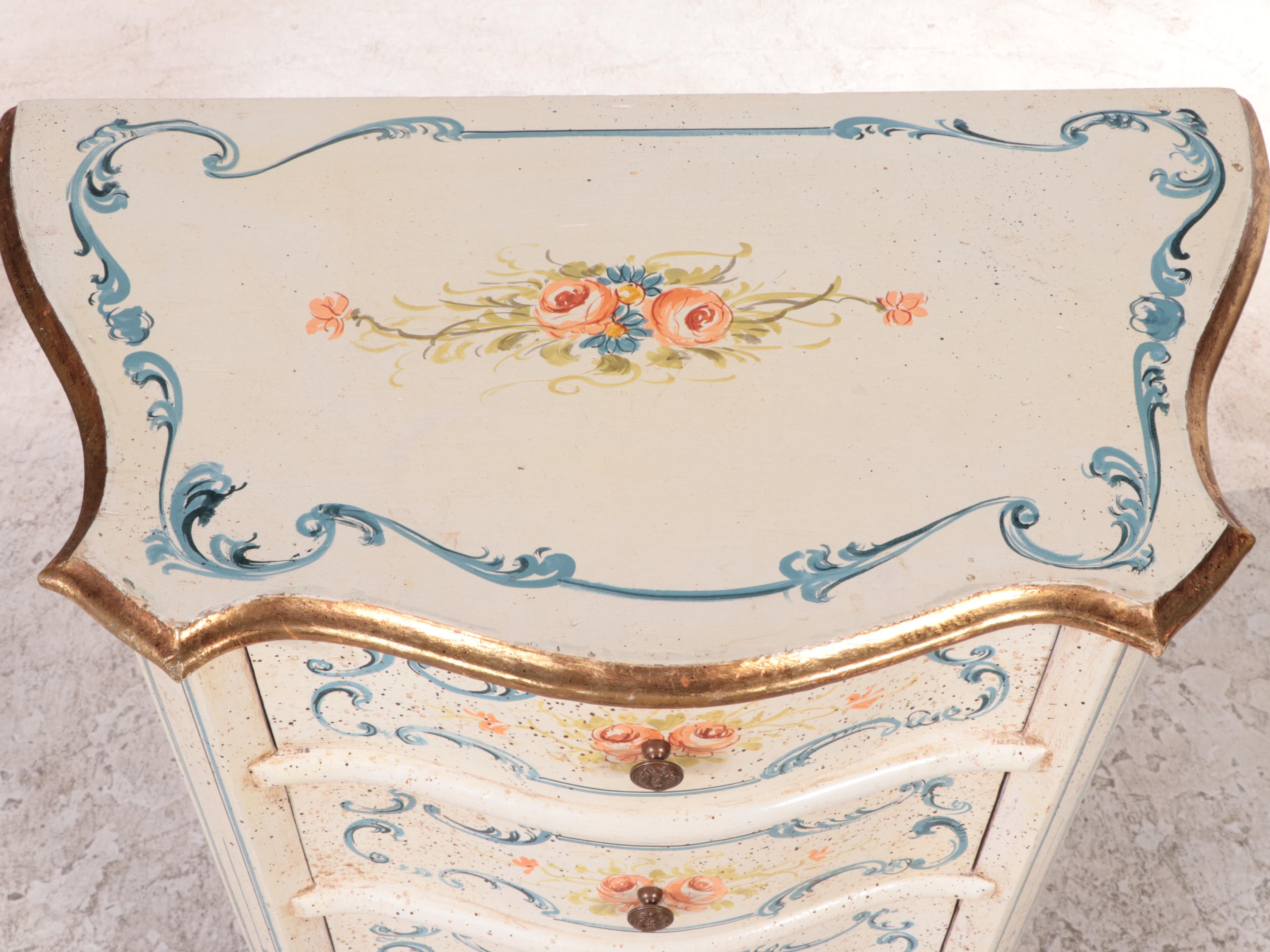 Italian Rococo Style Paint-Decorated Semainier Chest