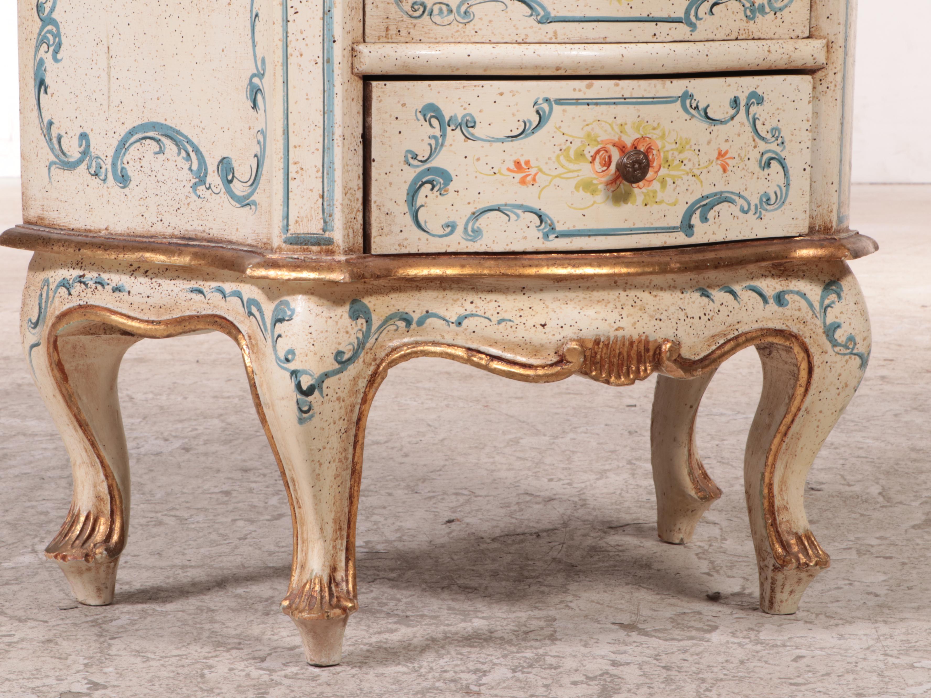 Italian Rococo Style Paint-Decorated Semainier Chest