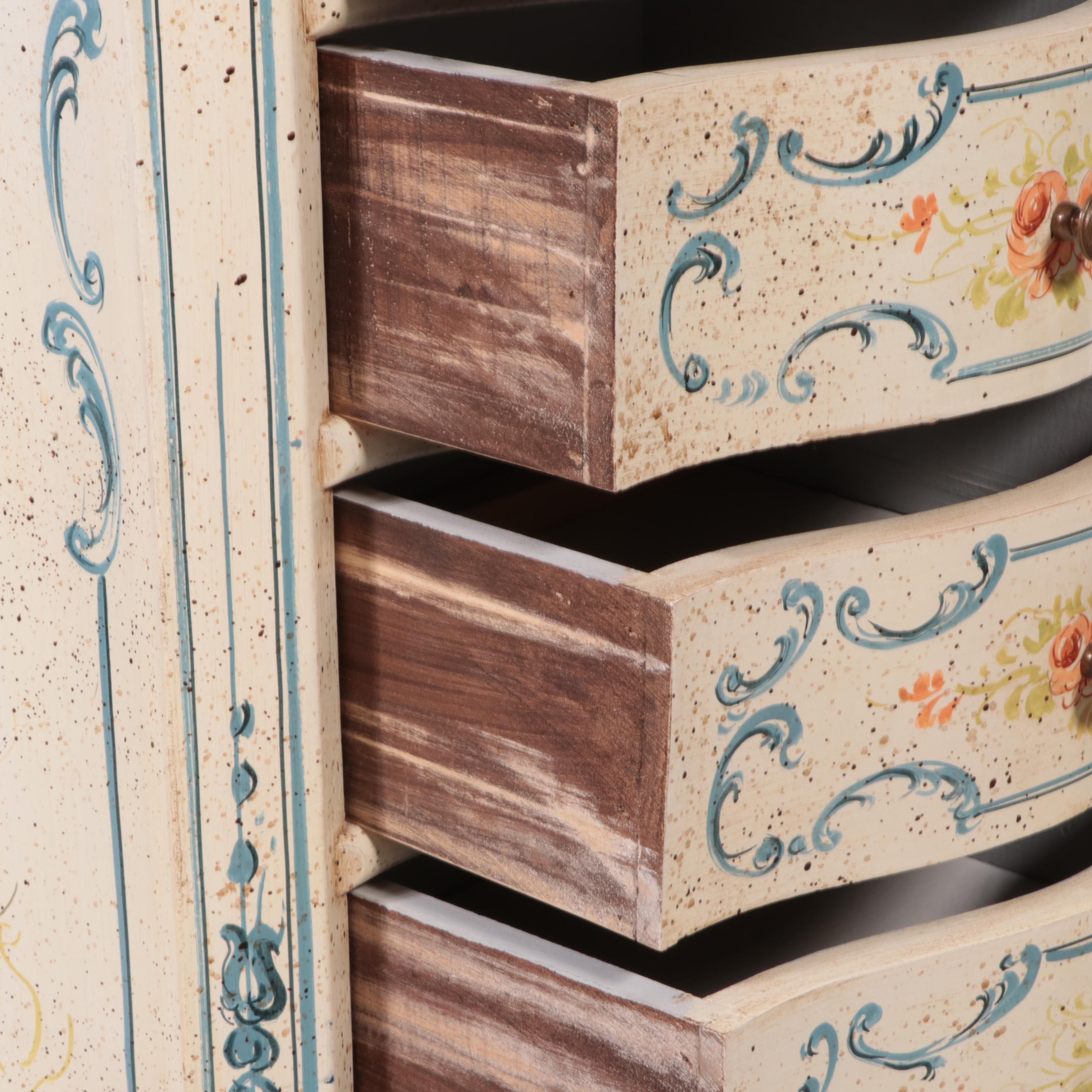 Italian Rococo Style Paint-Decorated Semainier Chest
