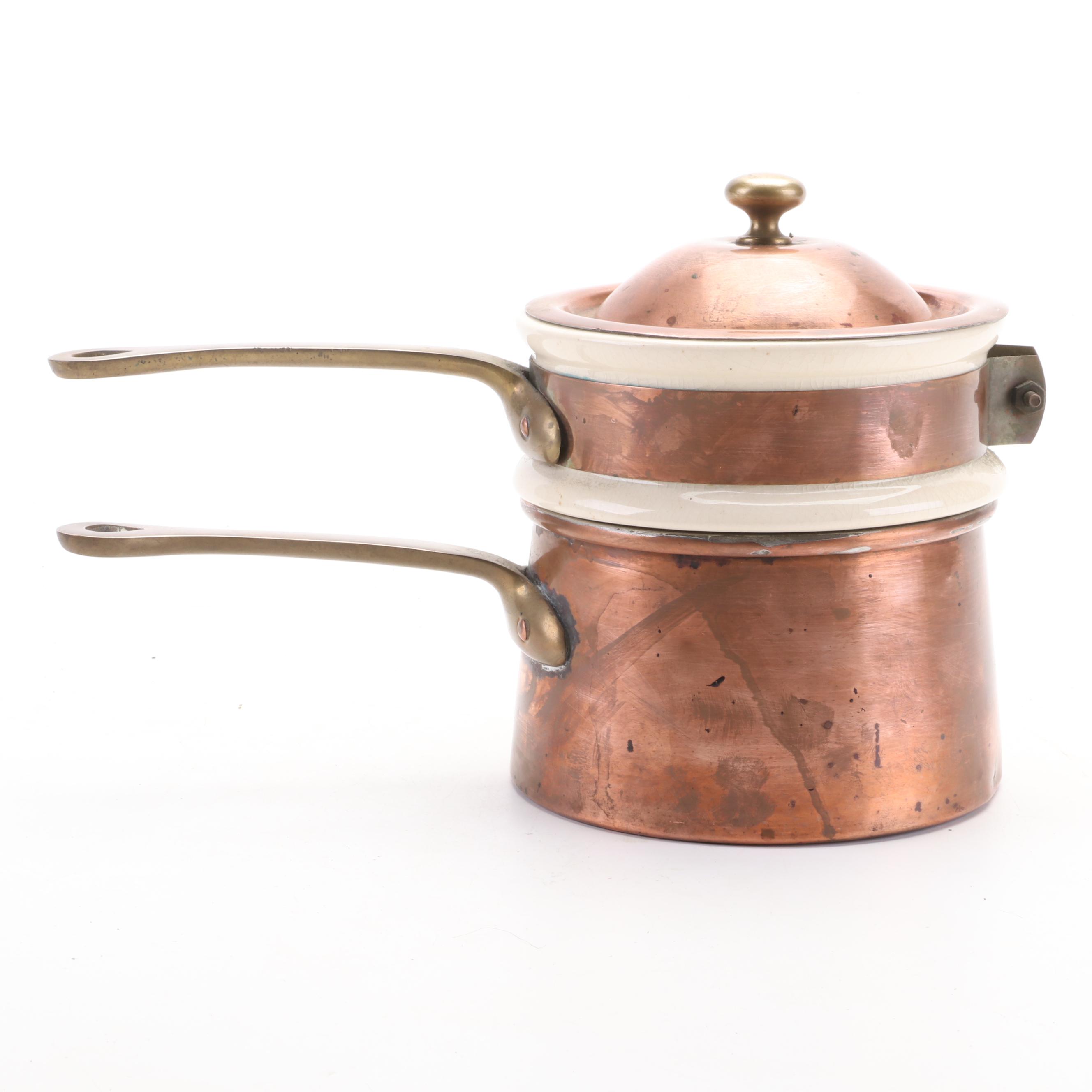 Waldow Double Boiler, Bazaar De La Cuisine Batter Bowls and Other Copper Mold