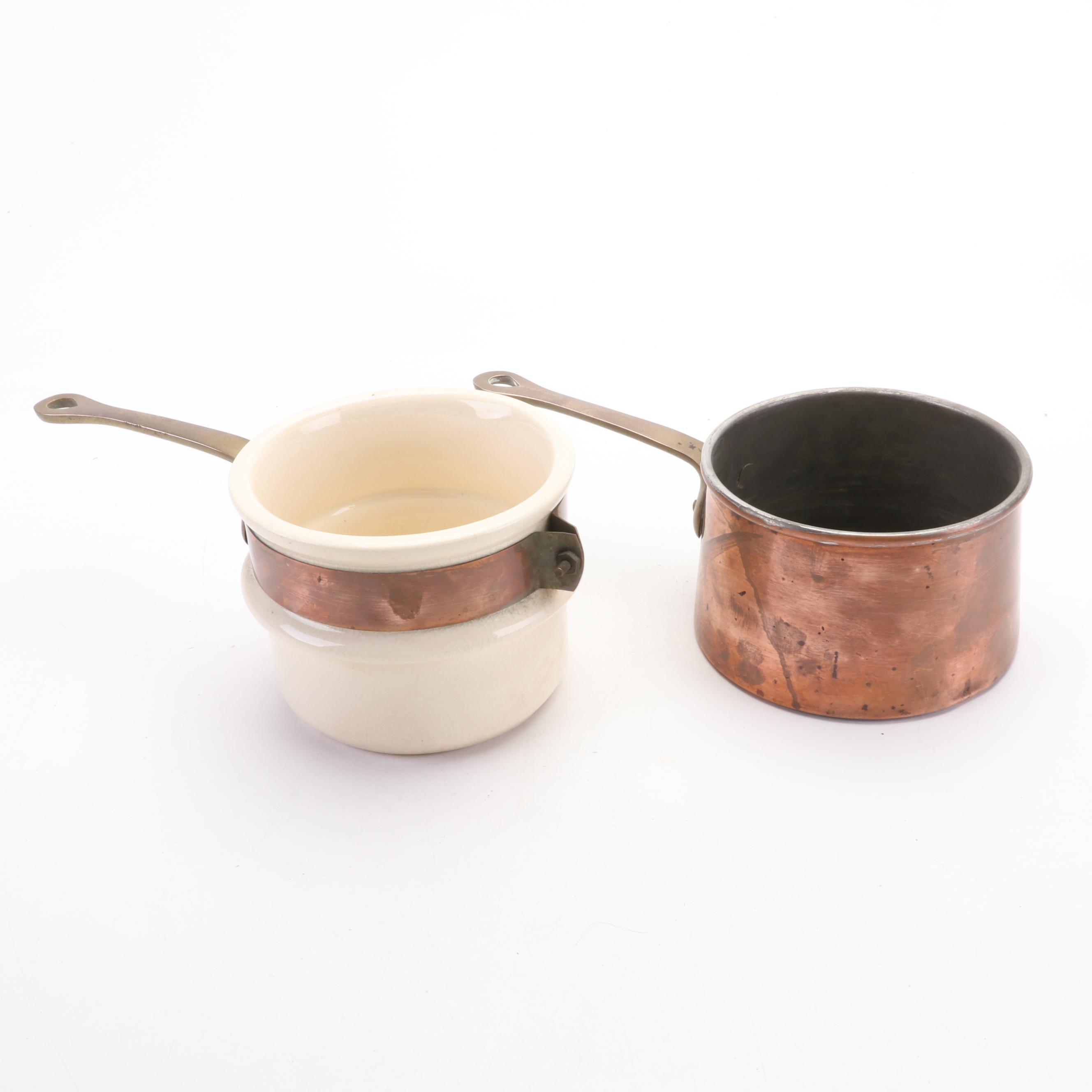 Waldow Double Boiler, Bazaar De La Cuisine Batter Bowls and Other Copper Mold