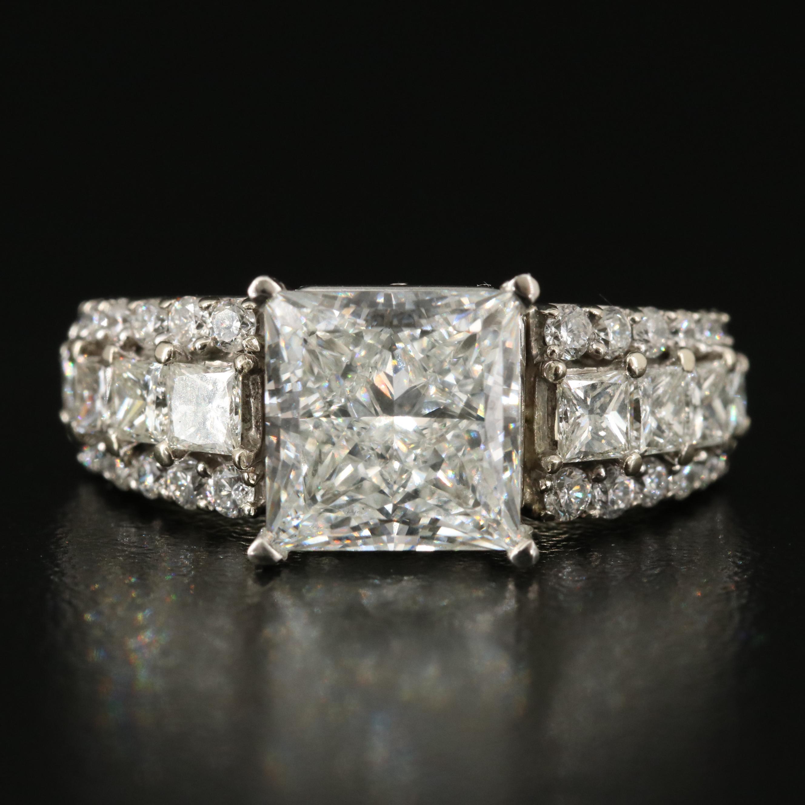 14K 5.59 CTW Lab Grown Diamond Ring with IGI Report and Platinum Head