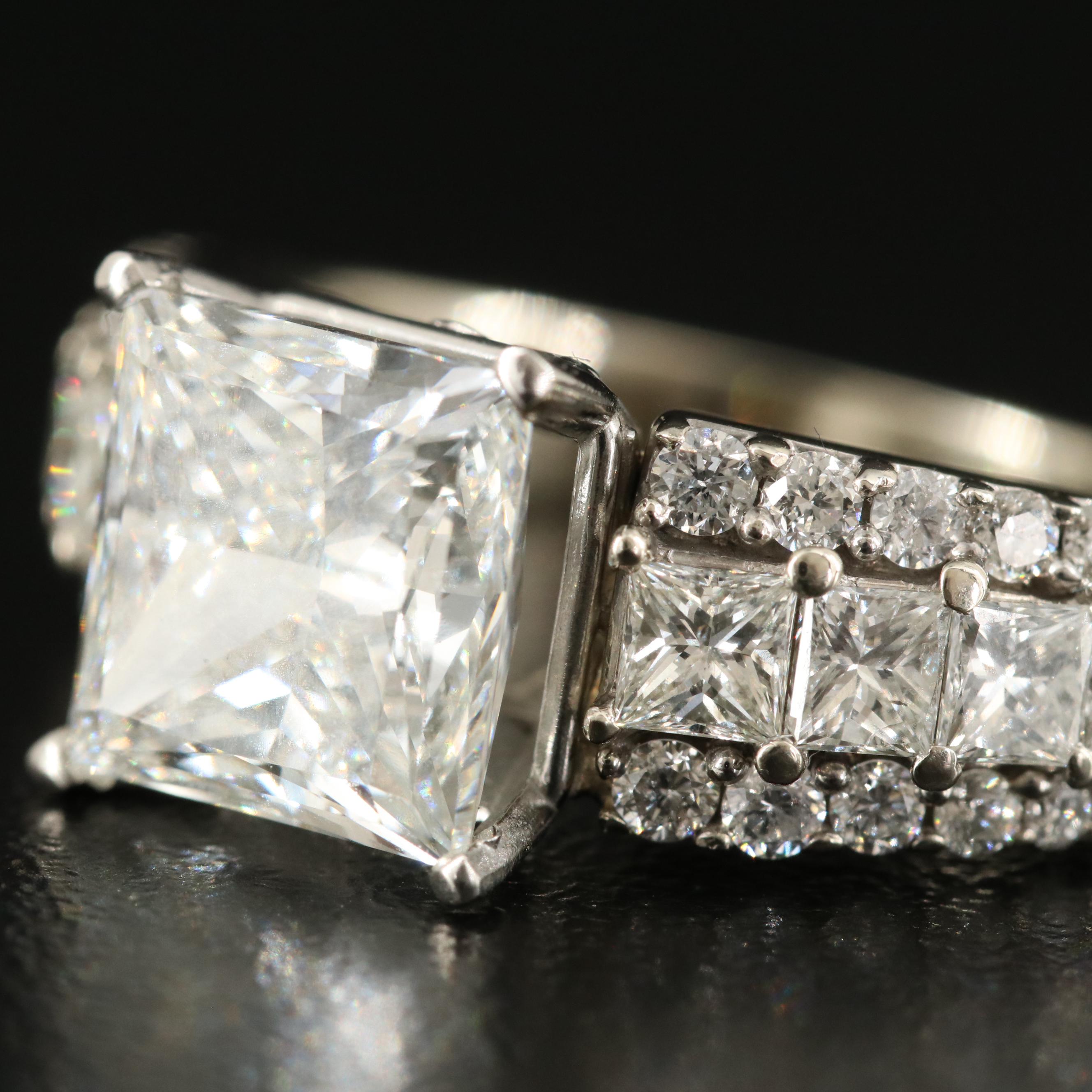 14K 5.59 CTW Lab Grown Diamond Ring with IGI Report and Platinum Head