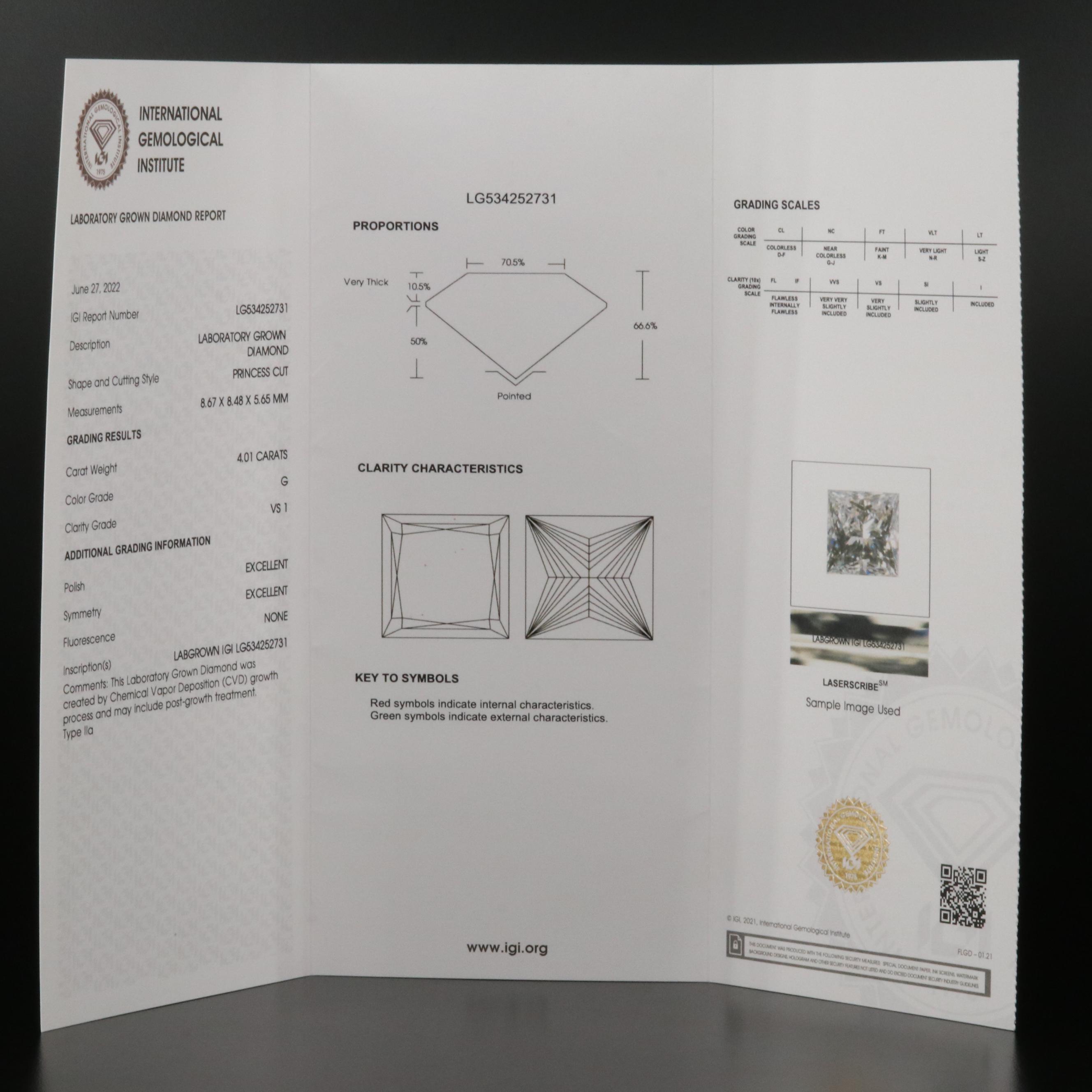 14K 5.59 CTW Lab Grown Diamond Ring with IGI Report and Platinum Head