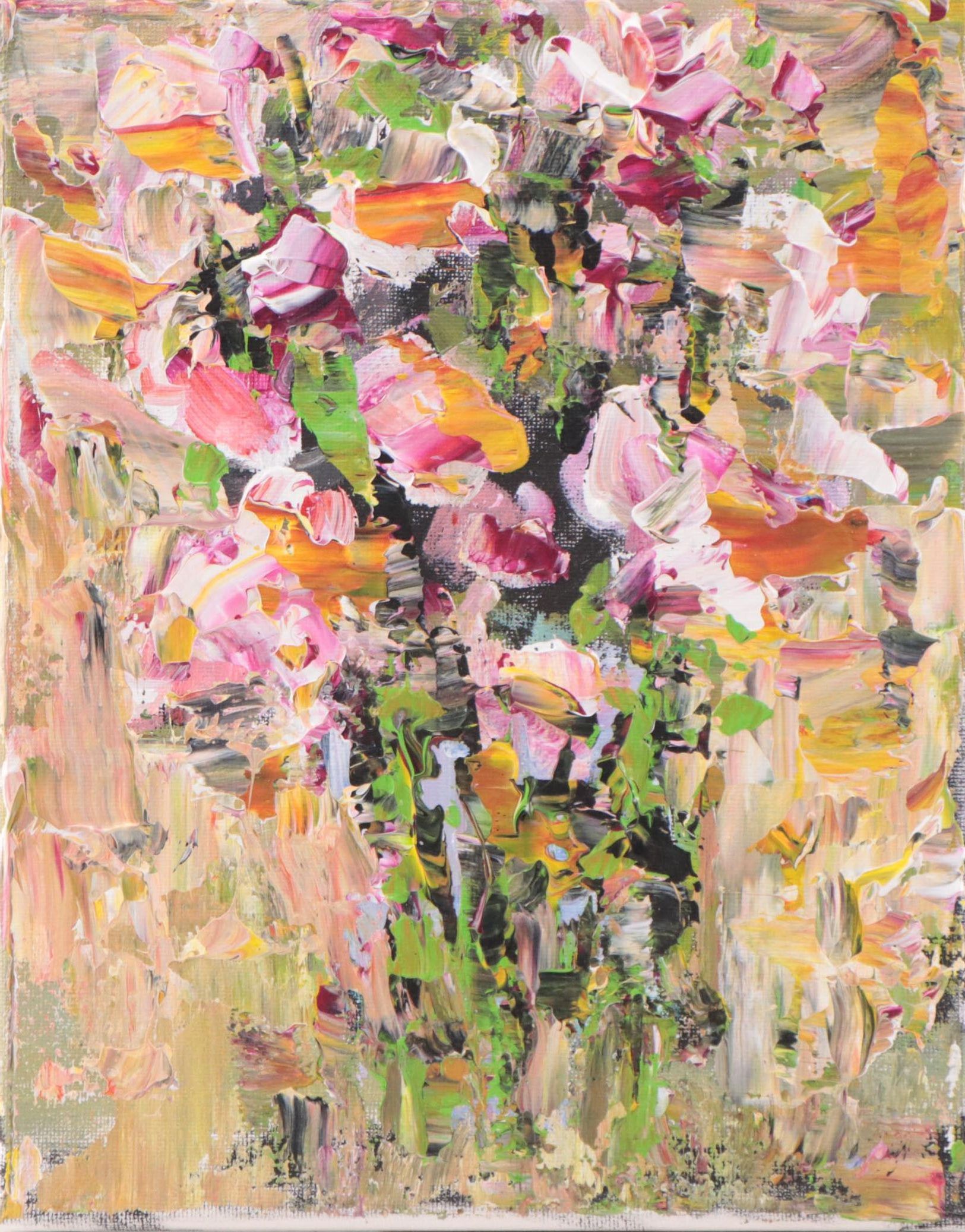 Amelia Colne Abstract Floral Acrylic Painting, 21st Century