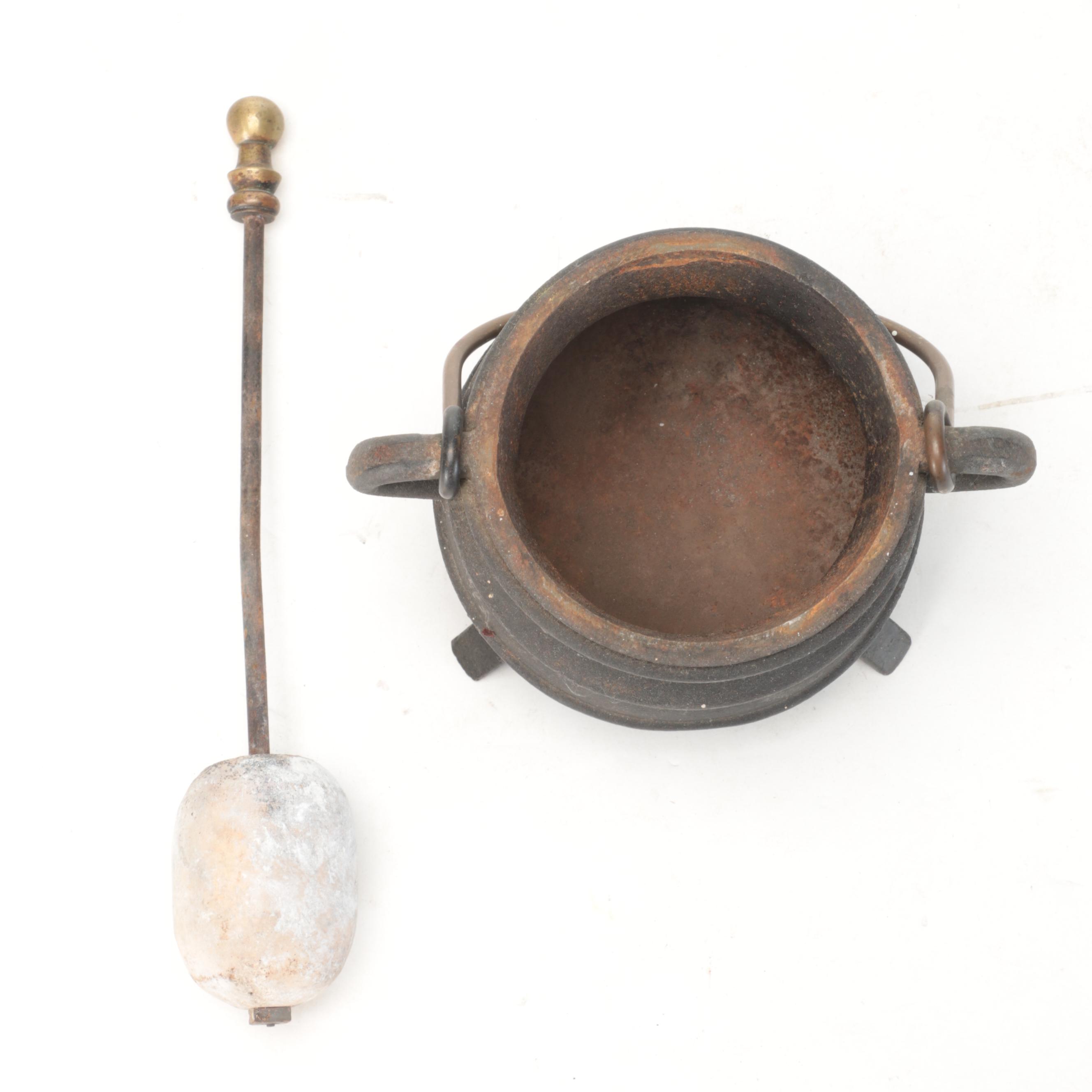 English Regency Style Brass Tool Rests and Other Fireplace Accessories