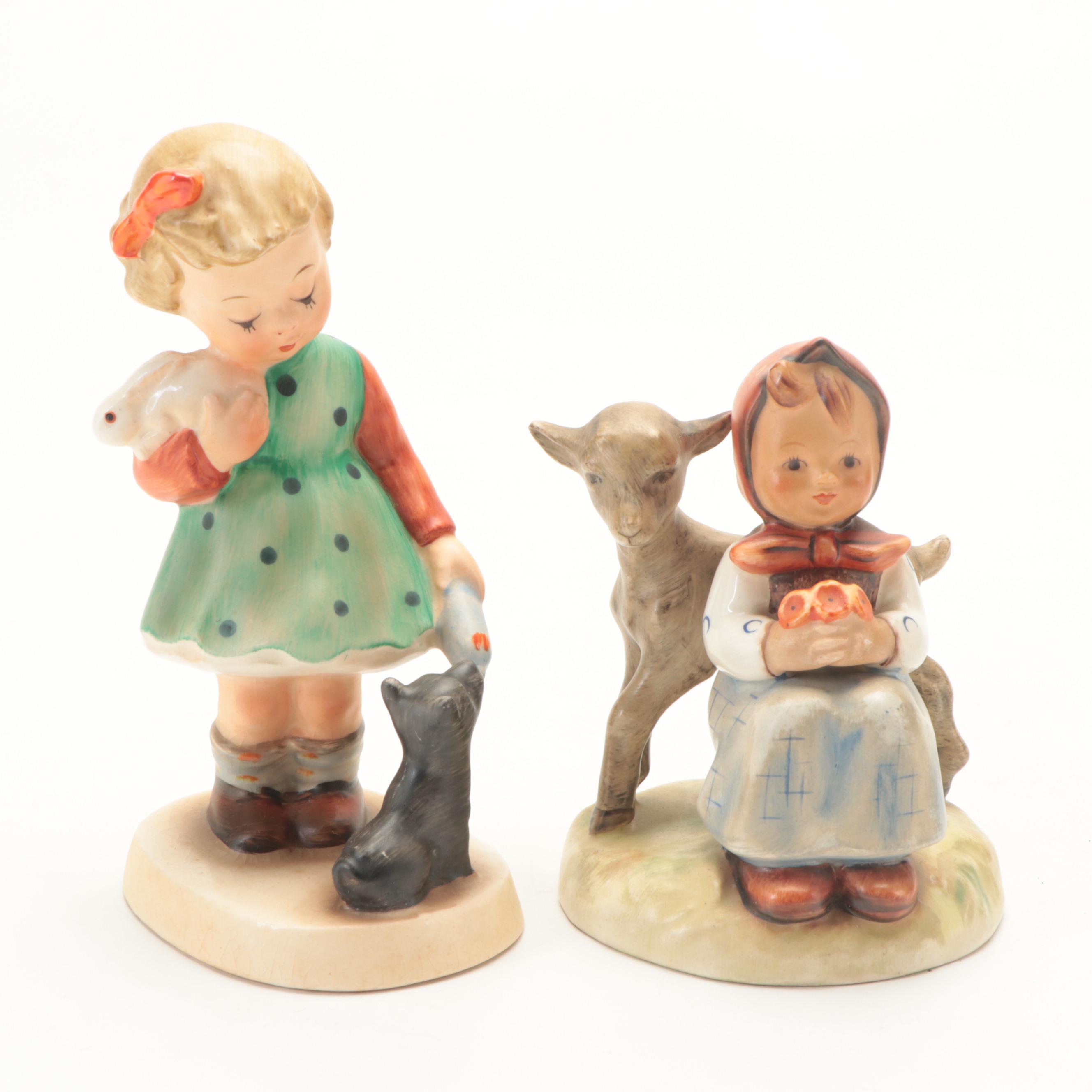 Goebel Hummel "Chick Girl" Porcelain Box and Other Hummel Figurines