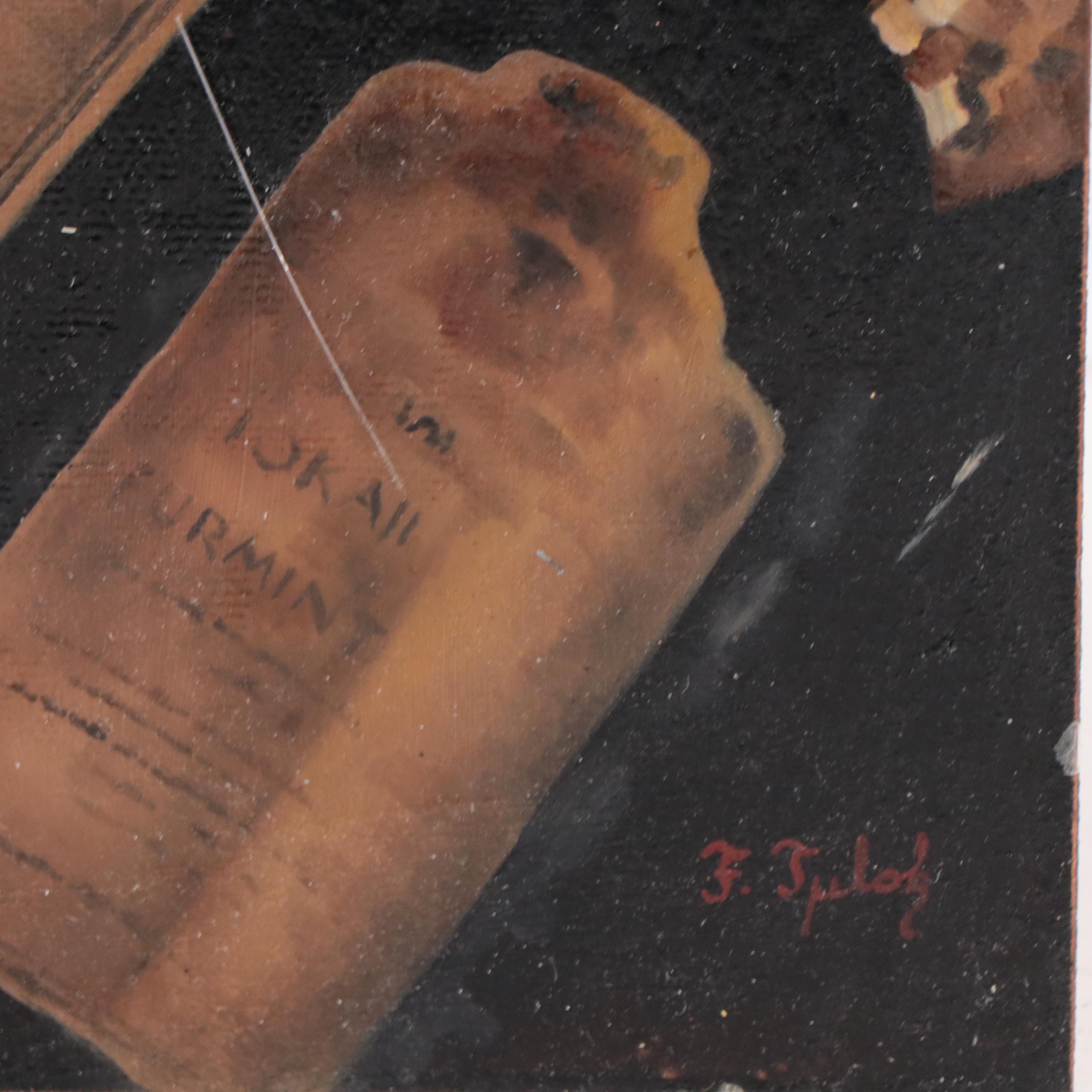 Ferenc Tulok Oil Painting of Tokaji Furmint Bottles