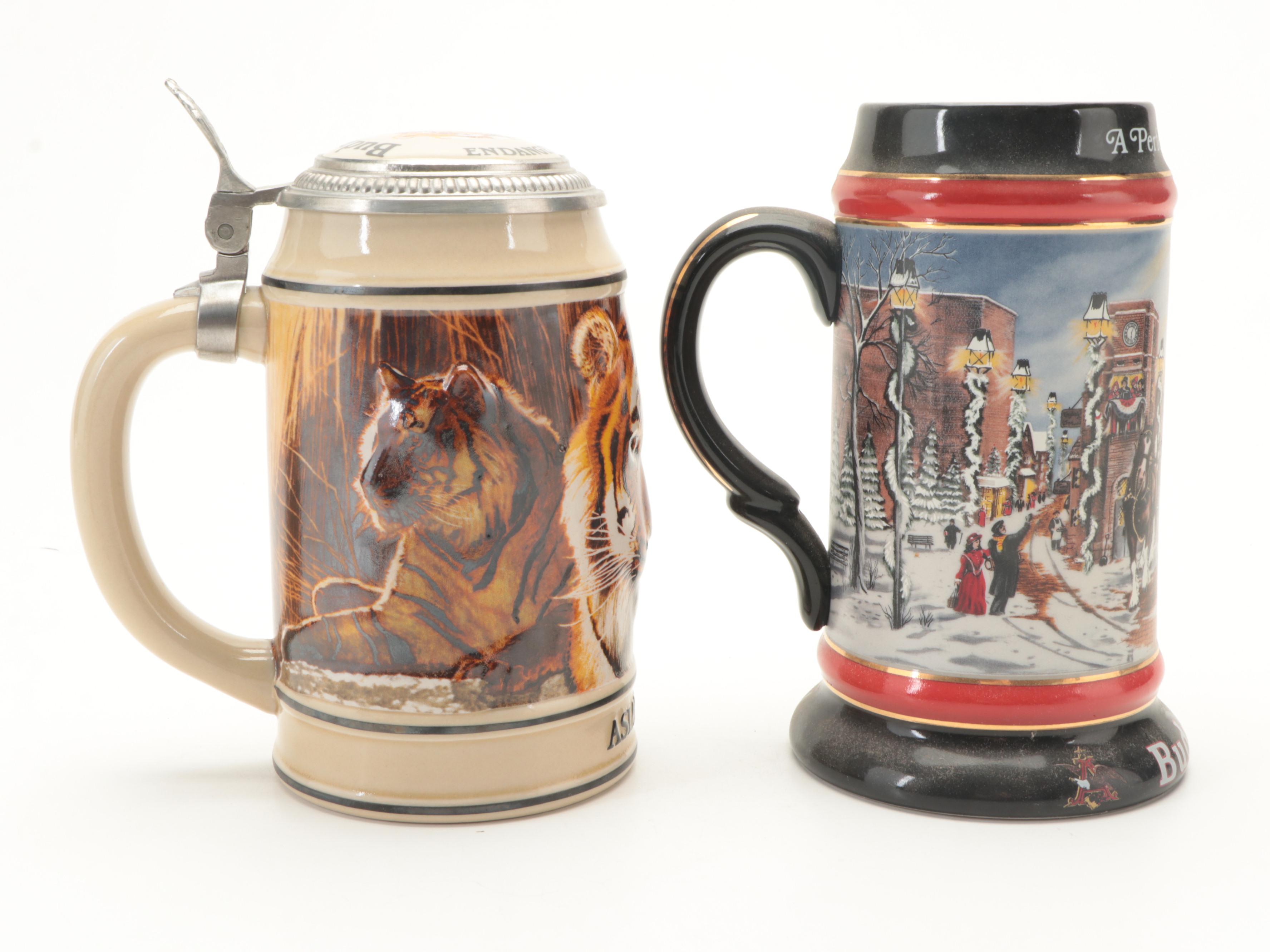 Anheuser-Busch Budweiser Boot Stein with Endangered Animals, Holiday Beer Steins