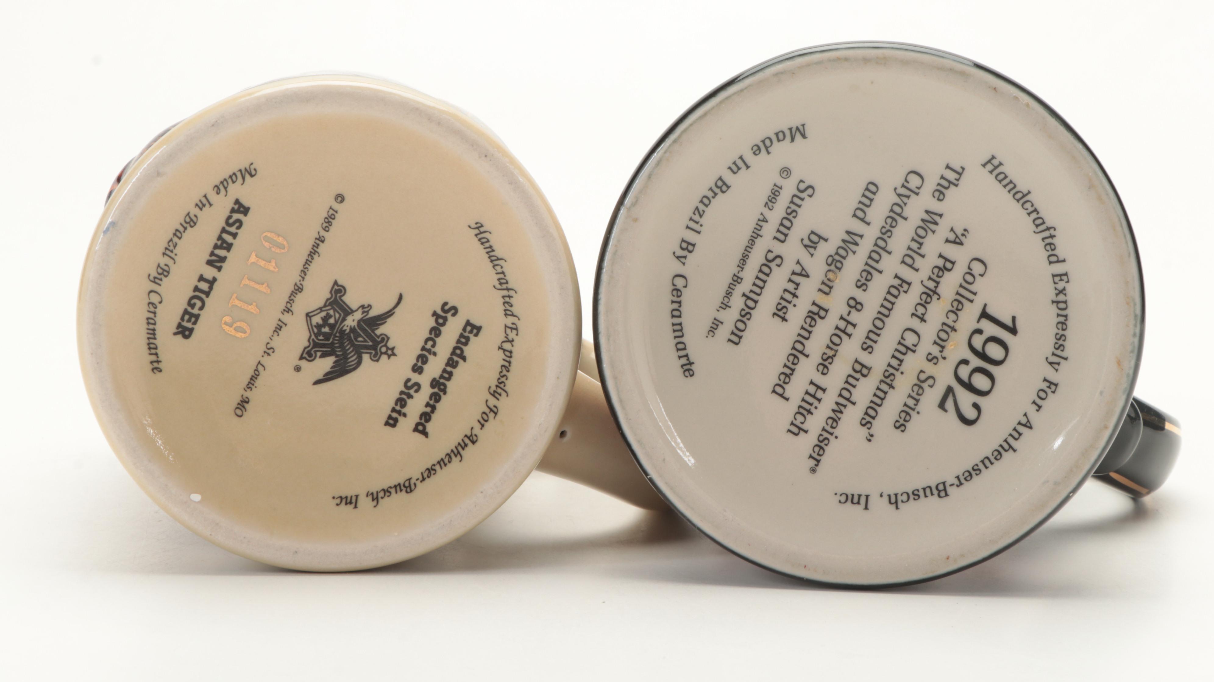 Anheuser-Busch Budweiser Boot Stein with Endangered Animals, Holiday Beer Steins