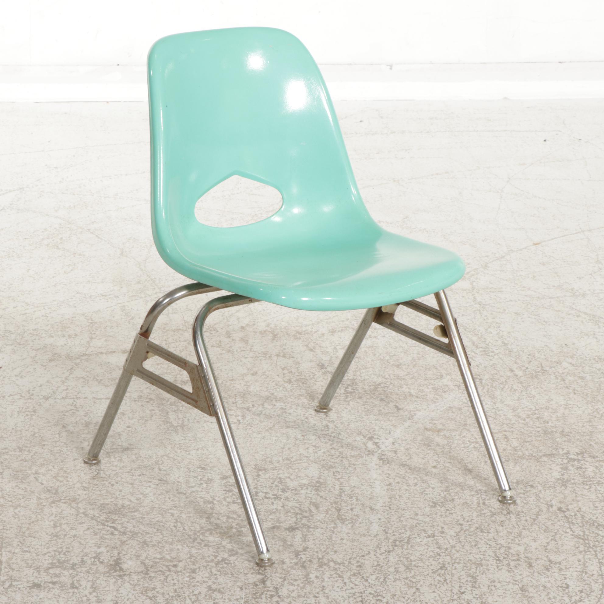 Four Krueger Metal Products Stackable Molded Fiberglass Shell Chairs